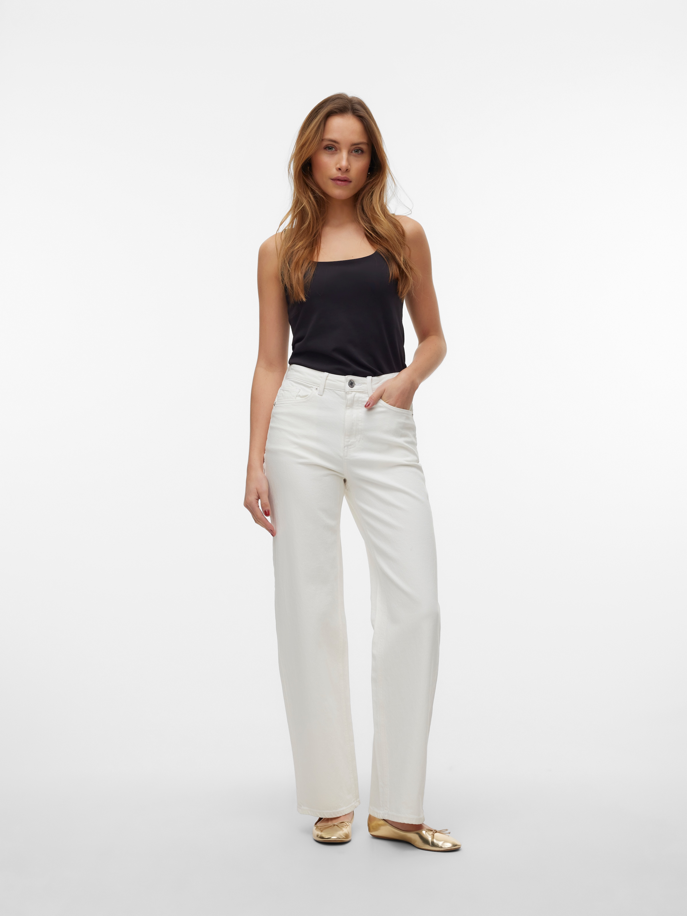Vero Moda Jeans taille haute »VMTESSA HR WIDE JEANS COLOR GA NOOS« mit Eingrifftaschen
