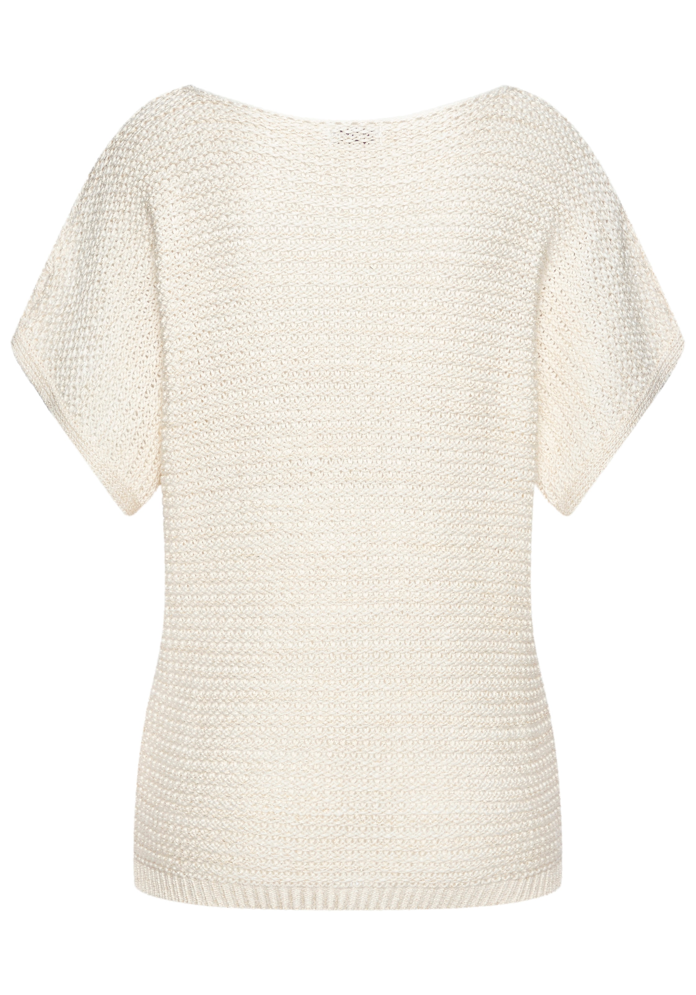 LASCANA Pull à manches courtes in luftigem Ajourstrick, leichter Sommerpullover, Metallic-Effekt
