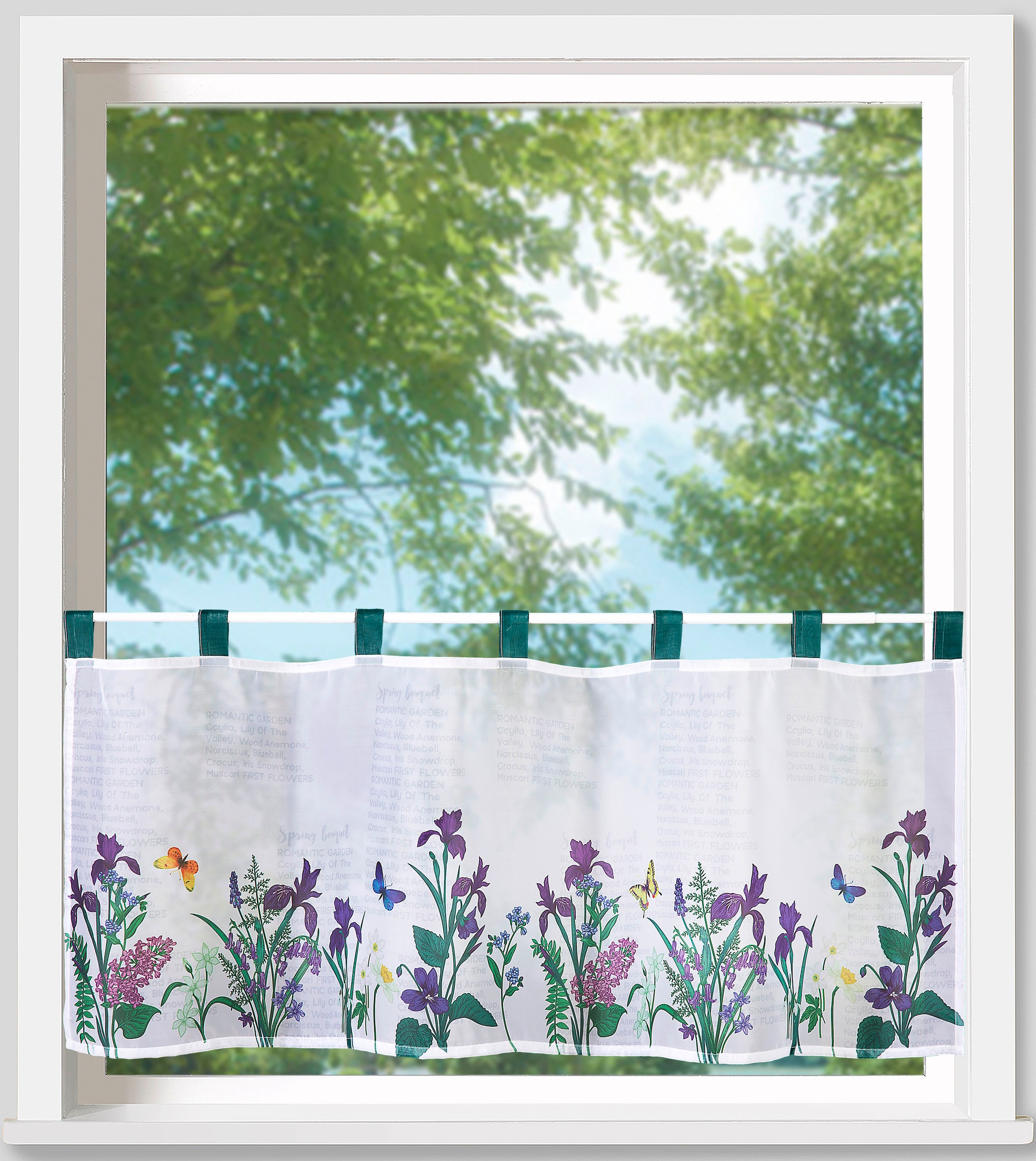 Image of Weckbrodt Scheibengardine "Violet" Schlaufen 1 Stk. tlg. Bistro, Voile, floral, transparent, HxB 45x120cm, Gardine, Store