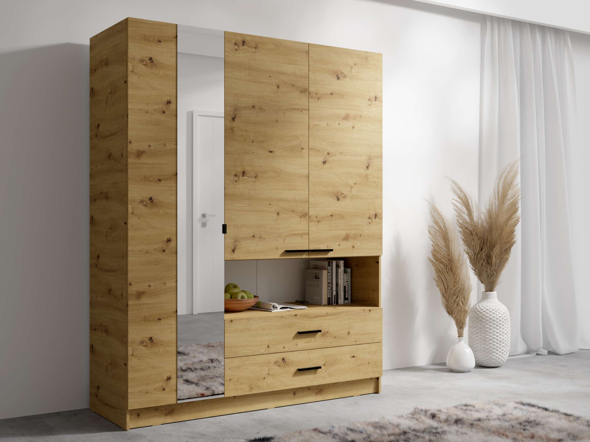 INOSIGN Kleiderschrank »LAREDO Wäscheschrank komplette Innenausstattung, Masse 158,3/200,5/55cm«, Garderobe mit offenem Fach, 3 Türen und 2 Schubladen, FSC