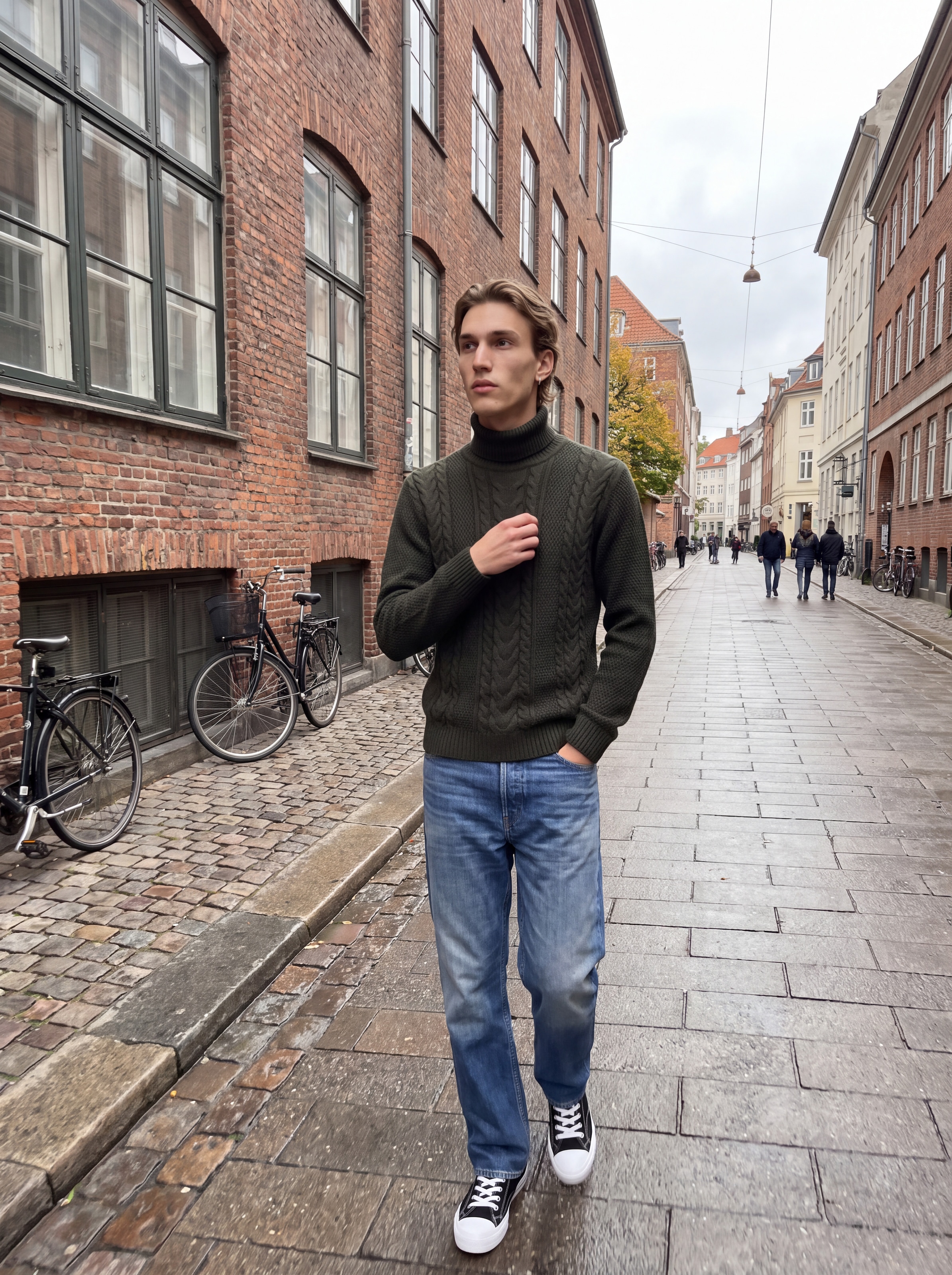 Jack & Jones Pull à col roulé »JJJAMES KNIT ROLL NECK« mélange de matériaux, coupe régulière