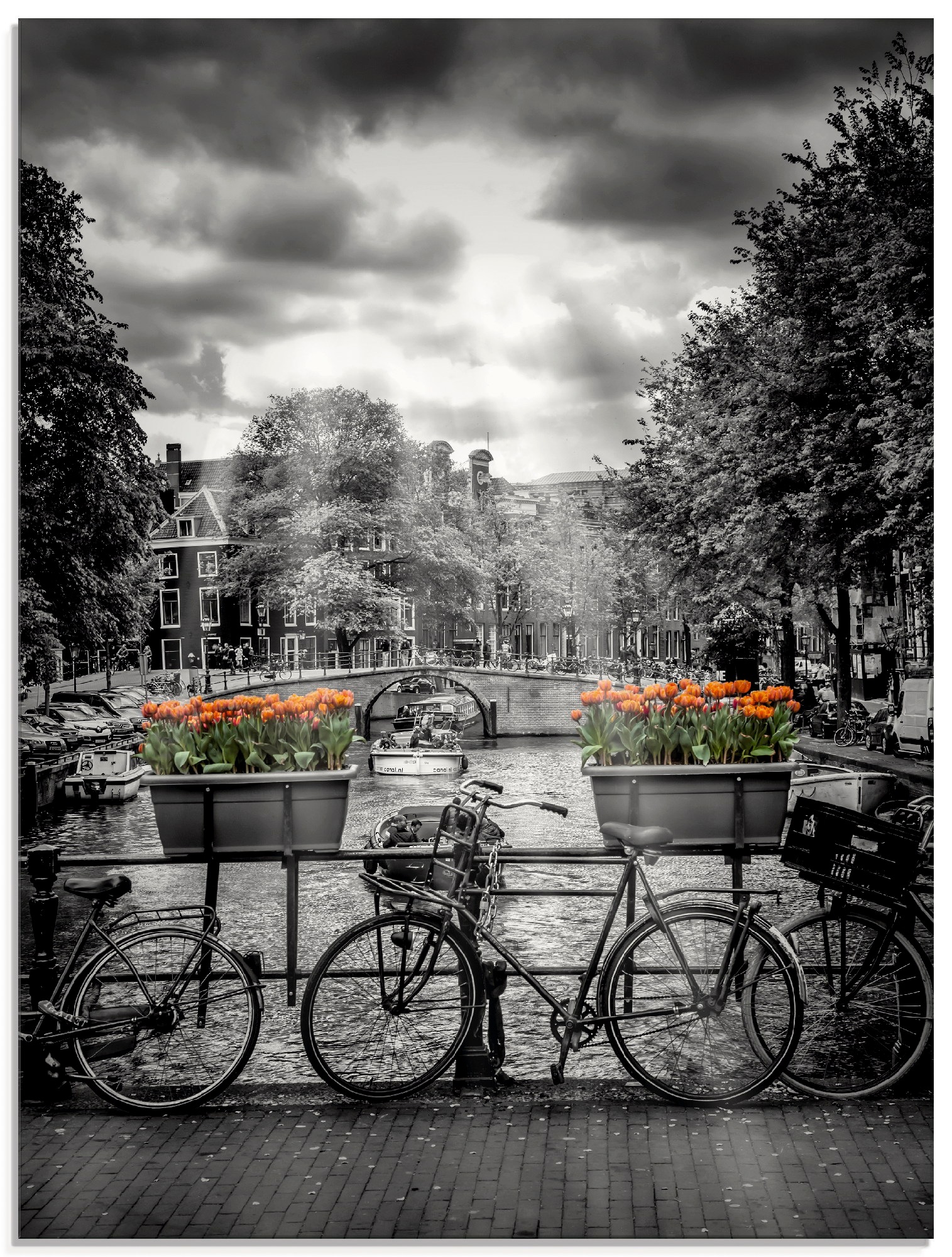 Image of Artland Glasbild »Amsterdam Herengracht & Sonnenstrahlen«, Fahrräder, (1 St.) bei Ackermann Versand Schweiz