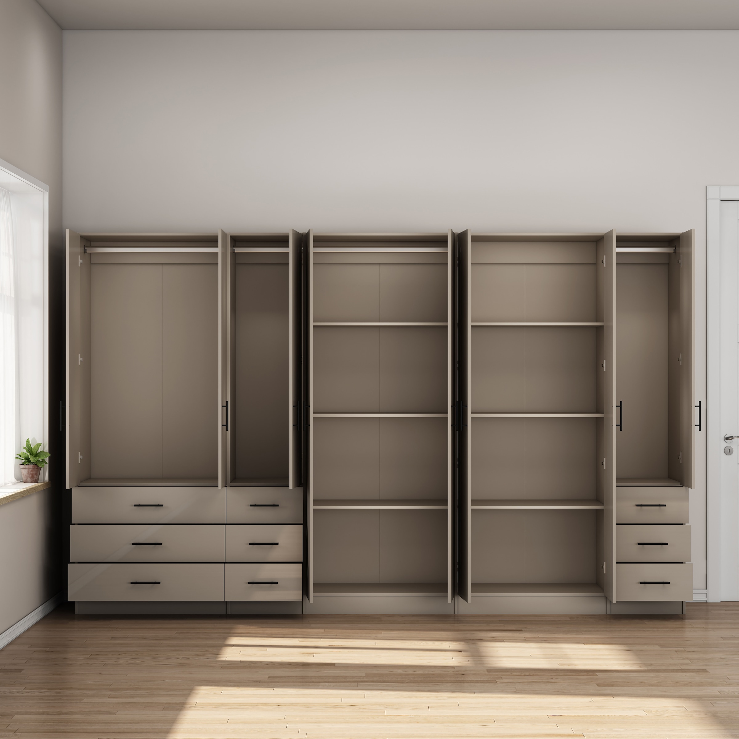 GOODproduct Kleiderschrank »Trento Schlafzimmerschrank Garderobe hochglanz« Schrank mit 8 Türen und 9 Schubladen, hochglänzende Fronten