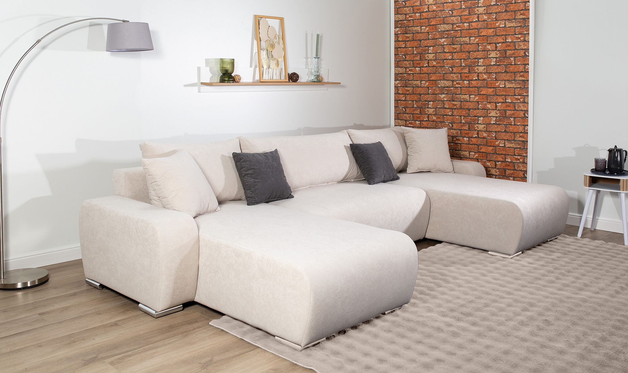 COLLECTION AB Wohnlandschaft »Paola U-Form, B: 314 cm« Bettfunktion, Bettkasten & 4 Zierkissen, Federkern
