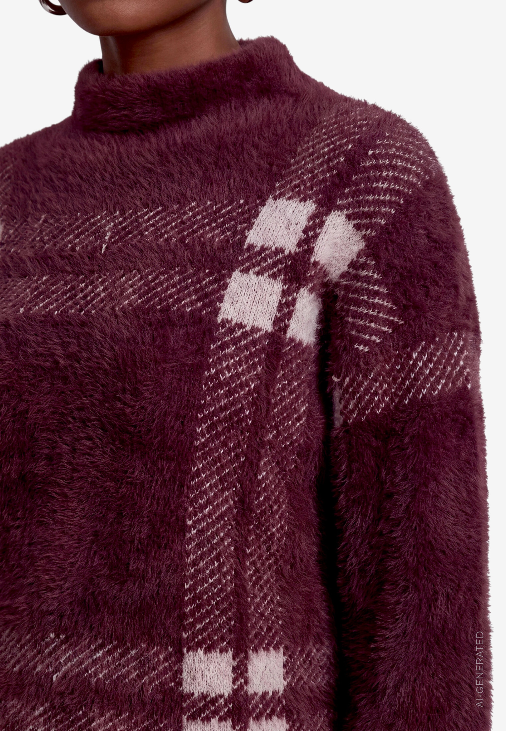 Zero Strickpullover Pullover kariert mit Stehkragen