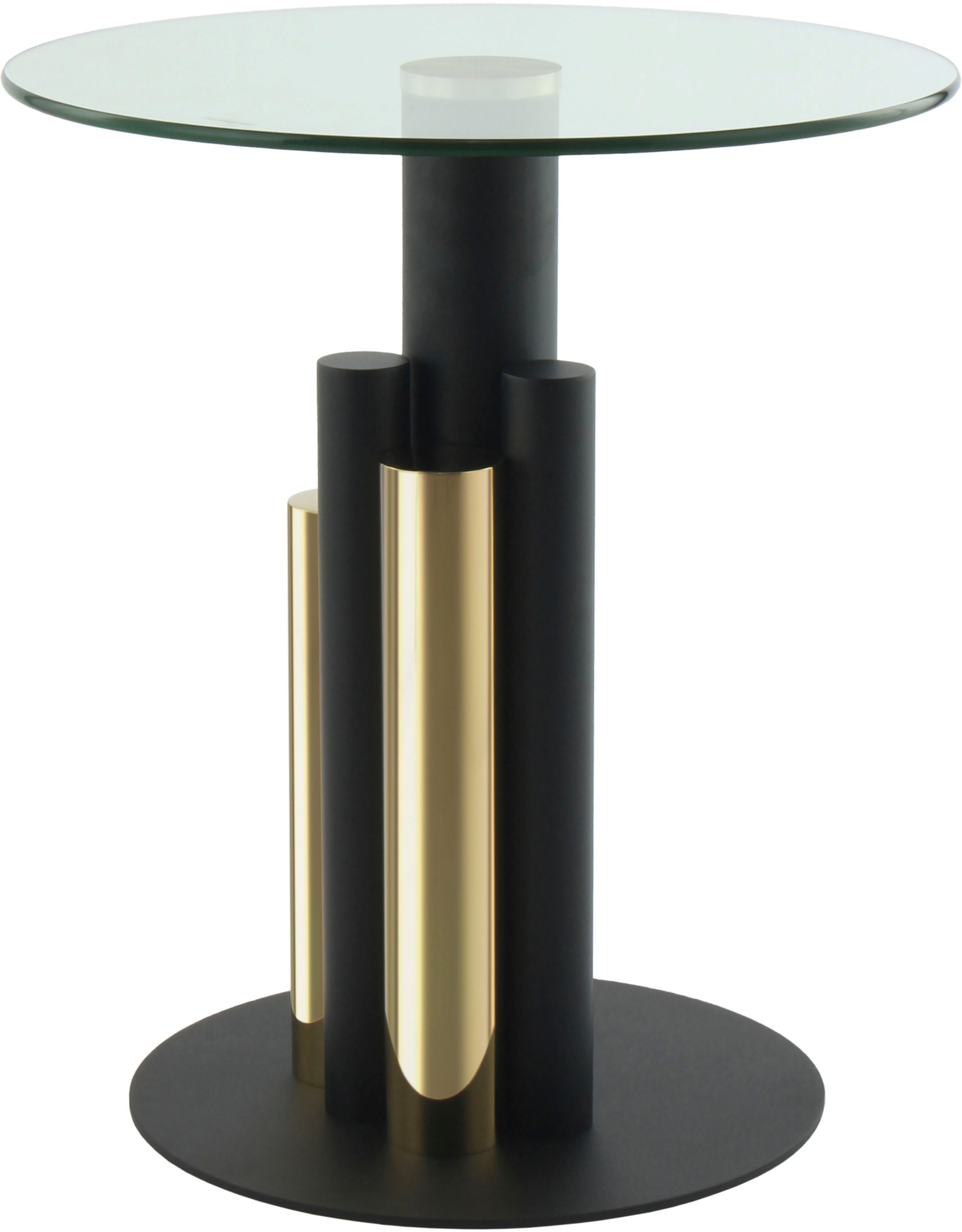 Kayoom Beistelltisch »Ontario 225, Runde Glasplatte aus Sicherheitsglas, 100% Edelstahl«, (1 St.), Modernes Design, zweifarbiges Säulengestell, Eyecatcher Element