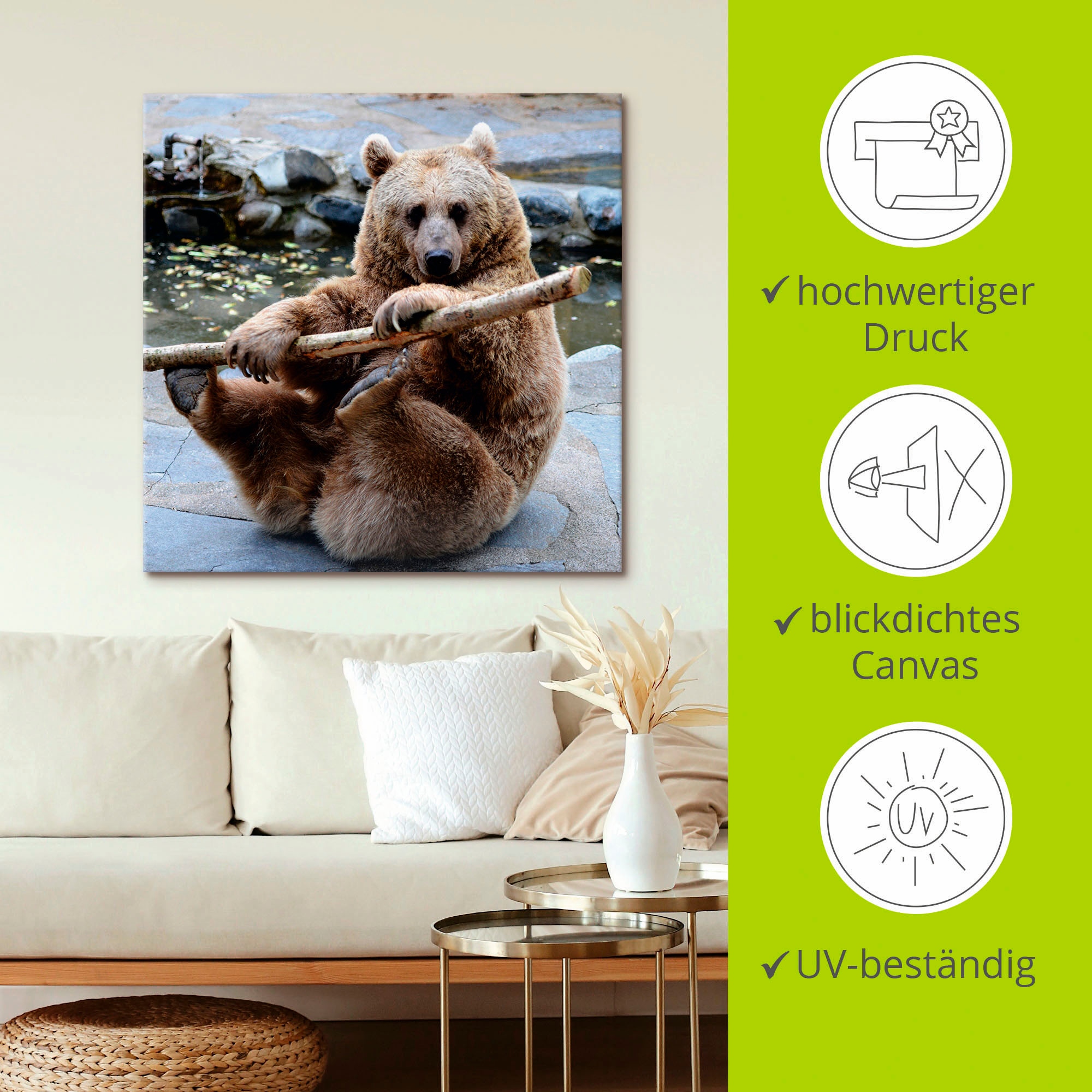 Artland Leinwandbild »Bär II«, Wildtiere, (1 St.), auf Keilrahmen gespannt