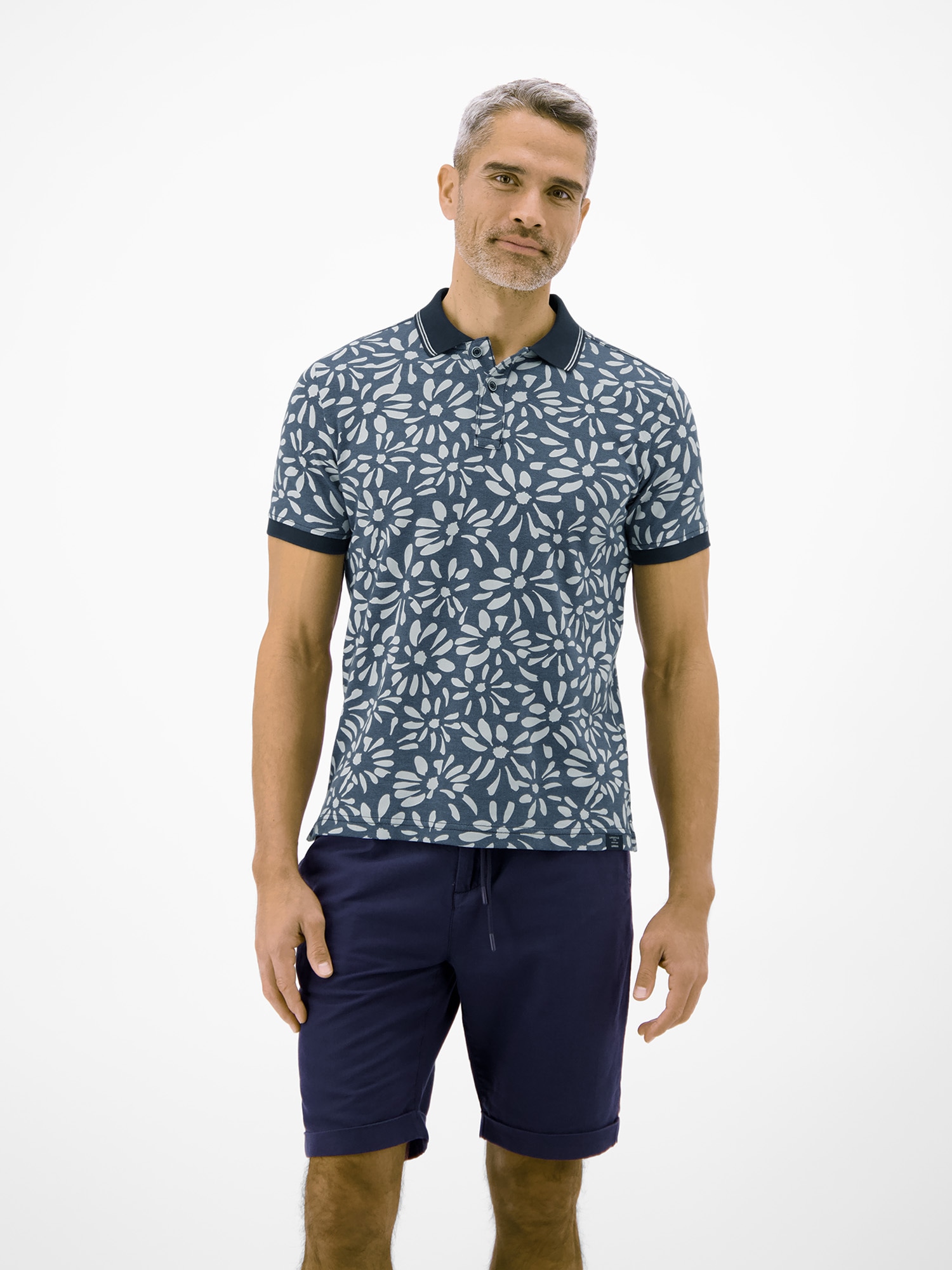 Image of LERROS Poloshirt "Poloshirt mit floralem All-over-Print, 2-Tone-Optik"