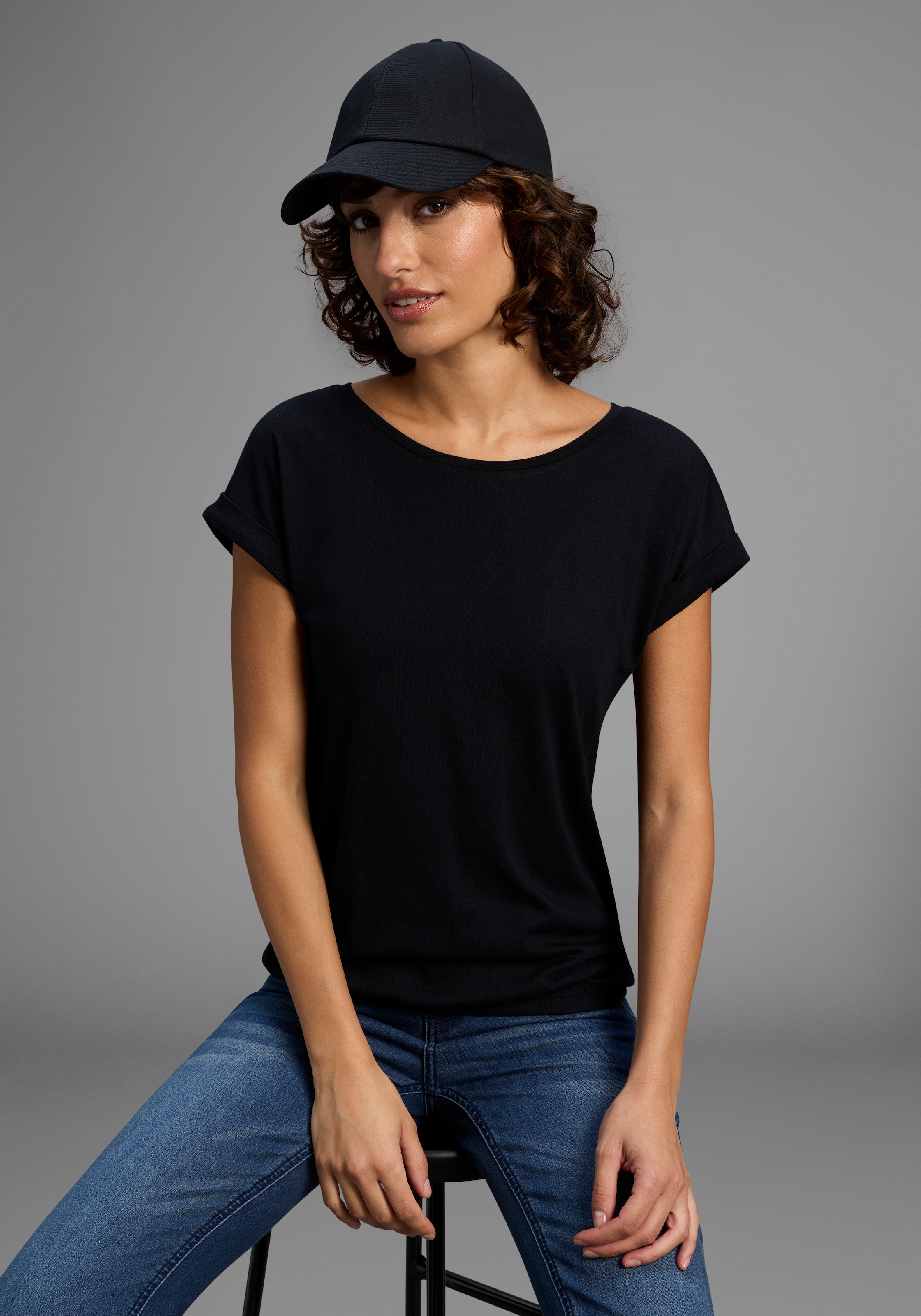 Image of Flashlights T-Shirt Kurzarm, Saum mit Gummibund, Rundhalsausschnitt