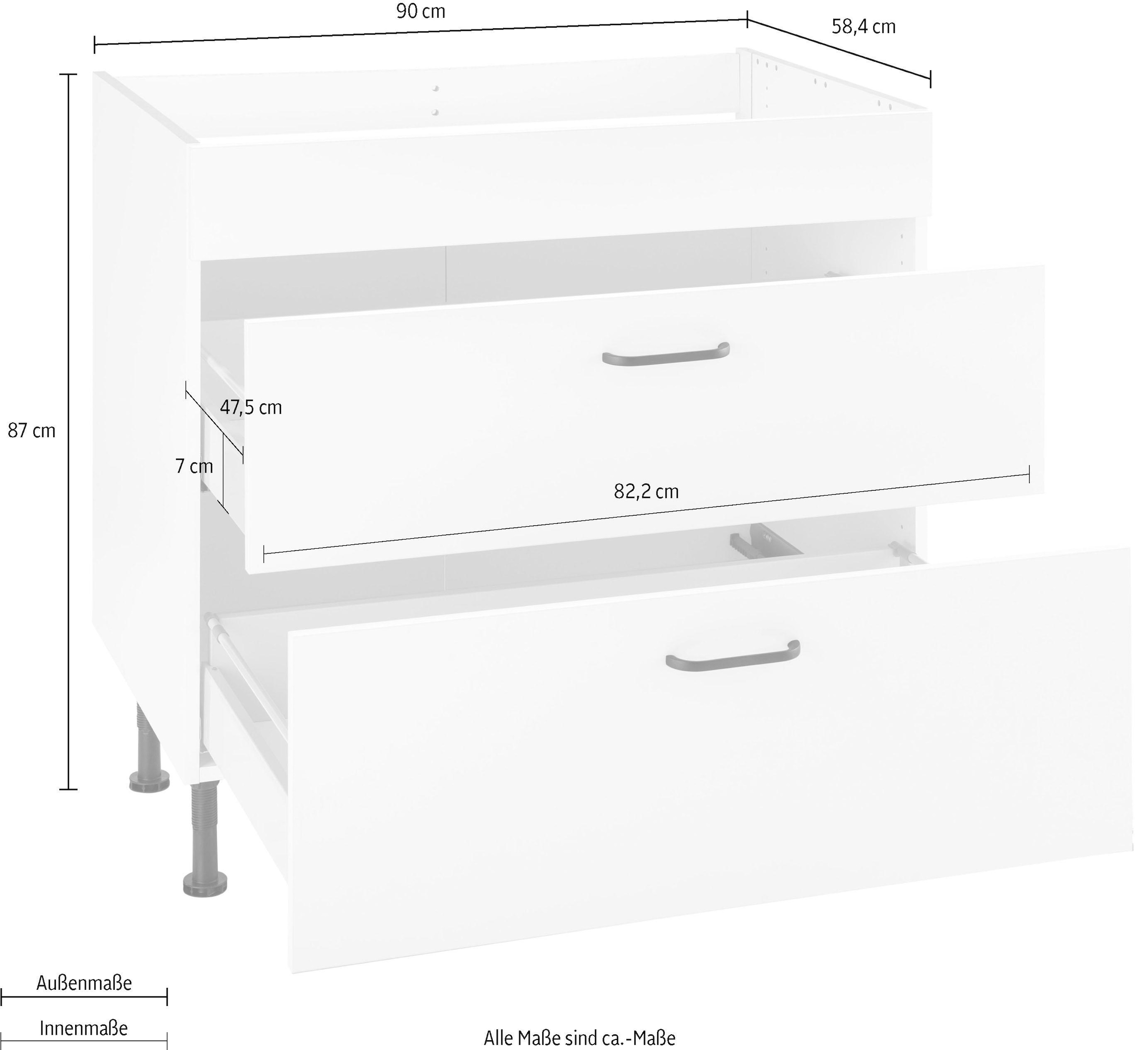 OPTIFIT Kochfeldumbauschrank »Elga«, mit Soft-Close-Funktion, höhenverstellbaren Füsse, Breite 90 cm