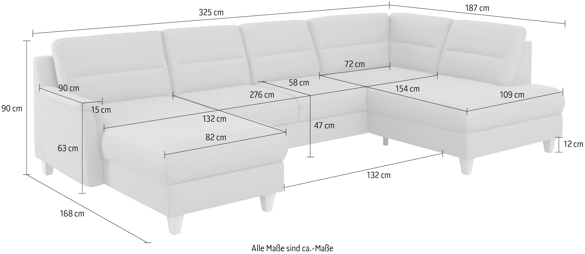 sit&more Wohnlandschaft »Farö U-Form«, inklusive Federkern, wahlweise mit Bettfunktion und Bettkasten