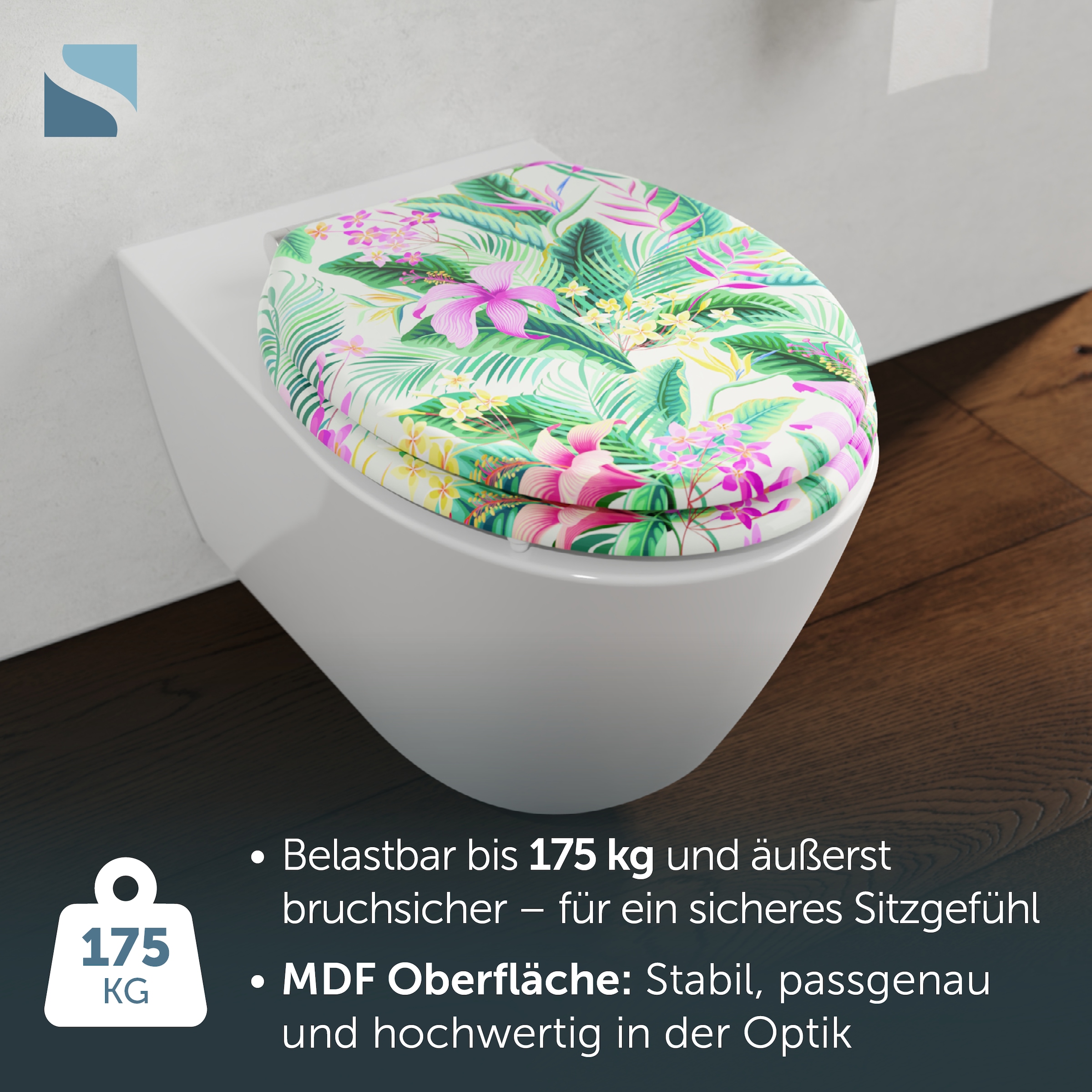 Schütte WC-Sitz »TROPICAL« Toilettendeckel, Absenkautomatik, stabiles MDF, O-Form, Motiv, 175kg