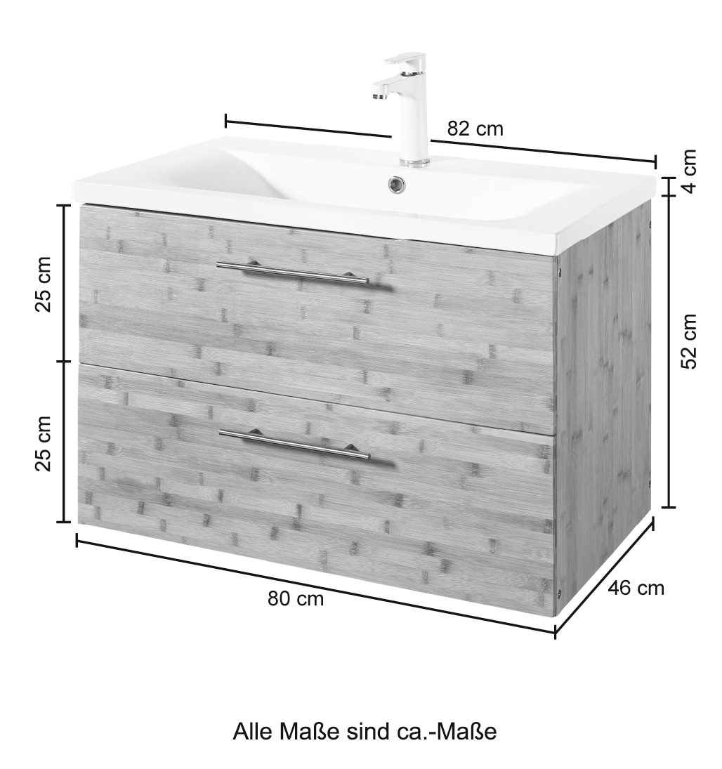 welltime Waschtisch »Bambus New«, Breite 80 cm