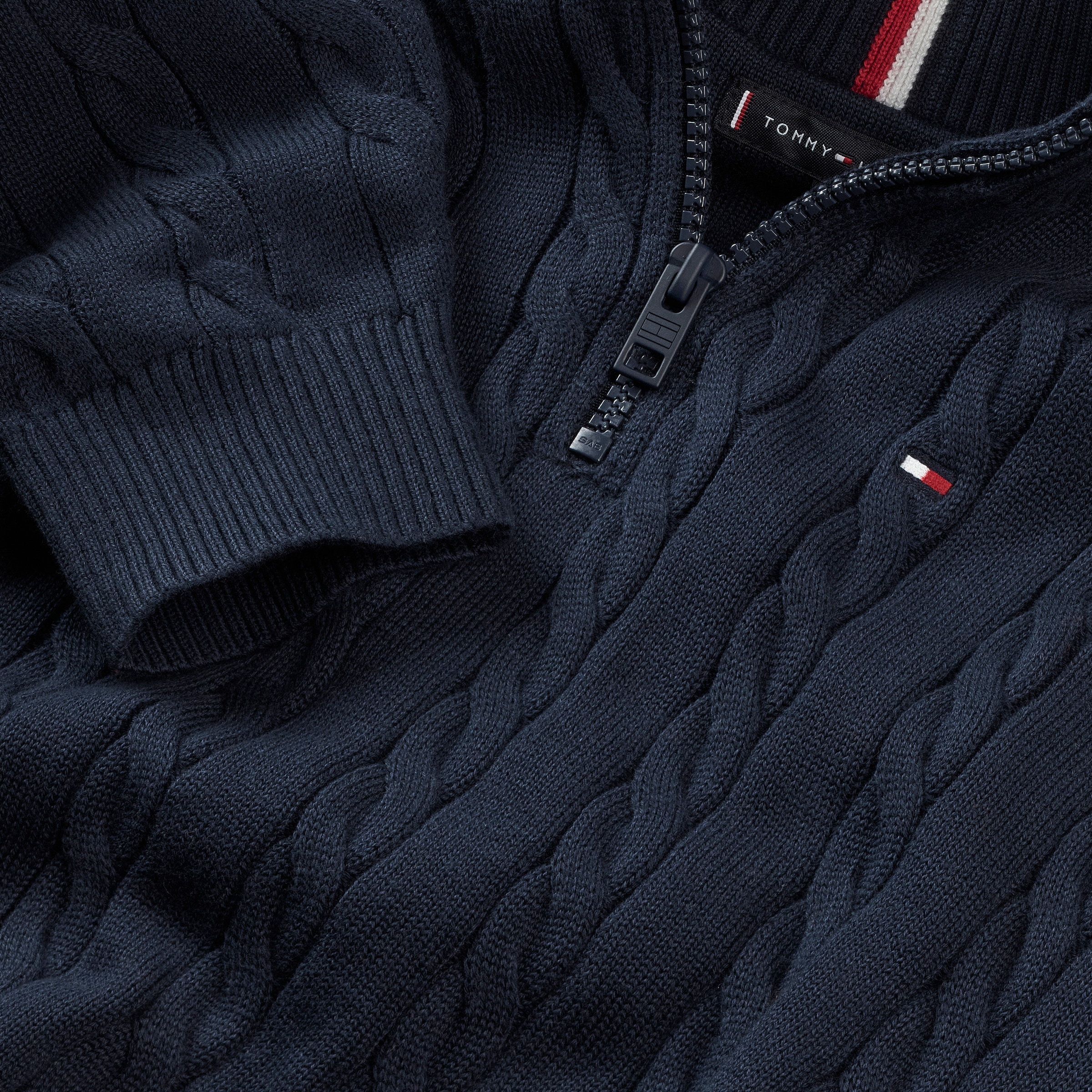 Tommy Hilfiger Strickpullover »COTTON CABLE HALF ZIP SWEATER«, Kinder bis 16 Jahre