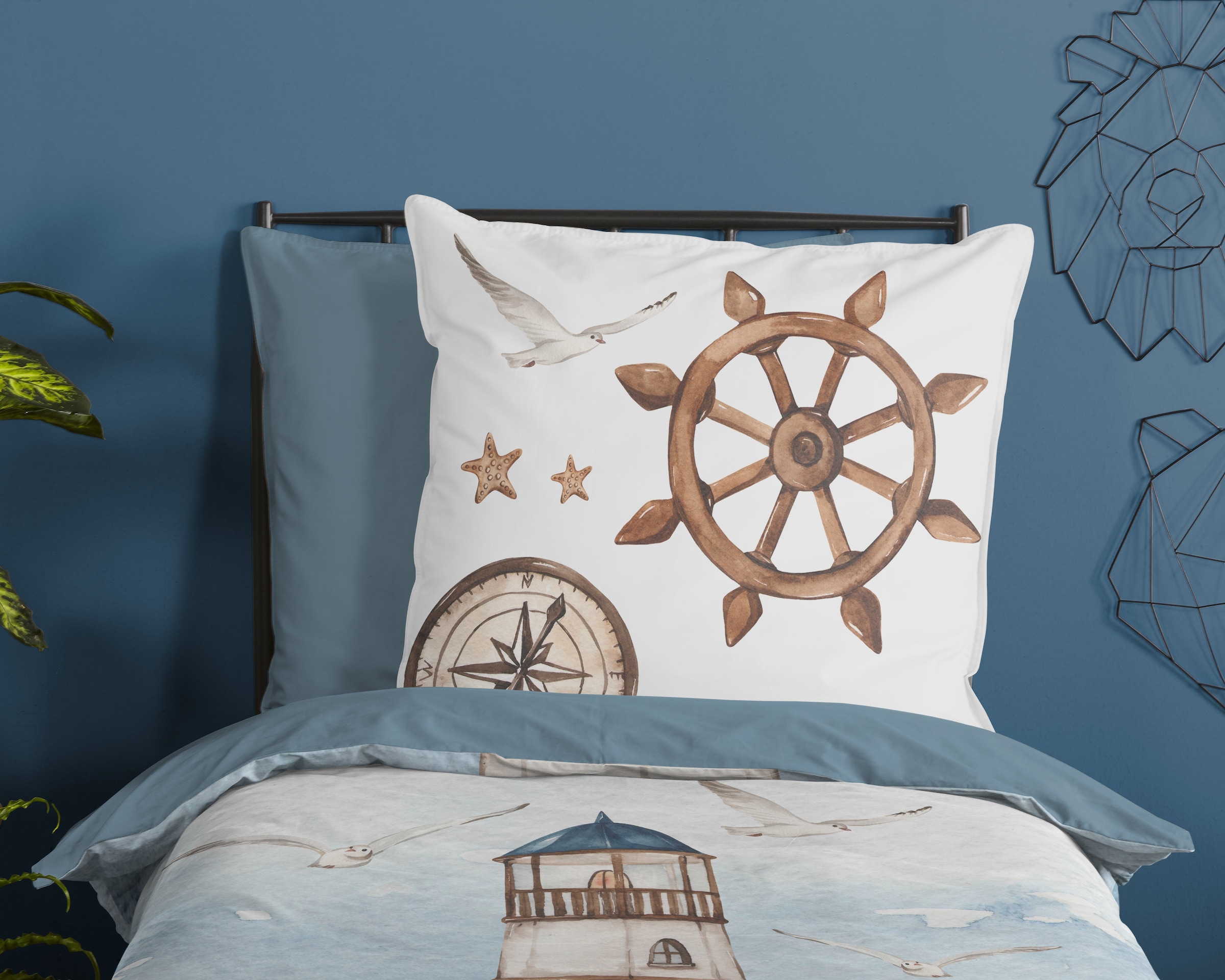 good morning Wendebettwäsche »Berlin«, 100% Baumwolle, Renforcé, Reissverschluss, Wendeoptik, Maritim, Blau