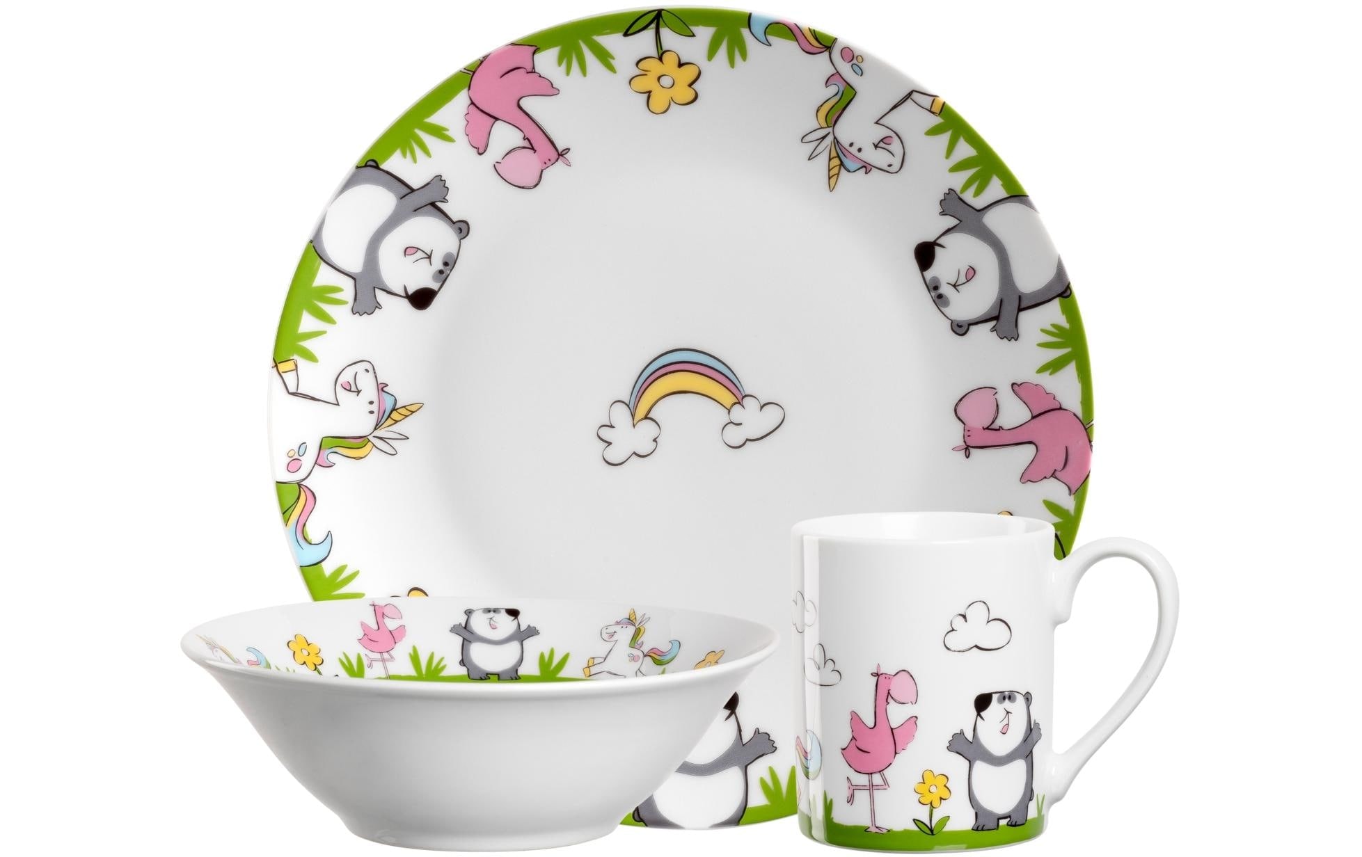 Kindergeschirr-Set »Bambini Flamingo/Panda/Einhorn, 3-teilig«