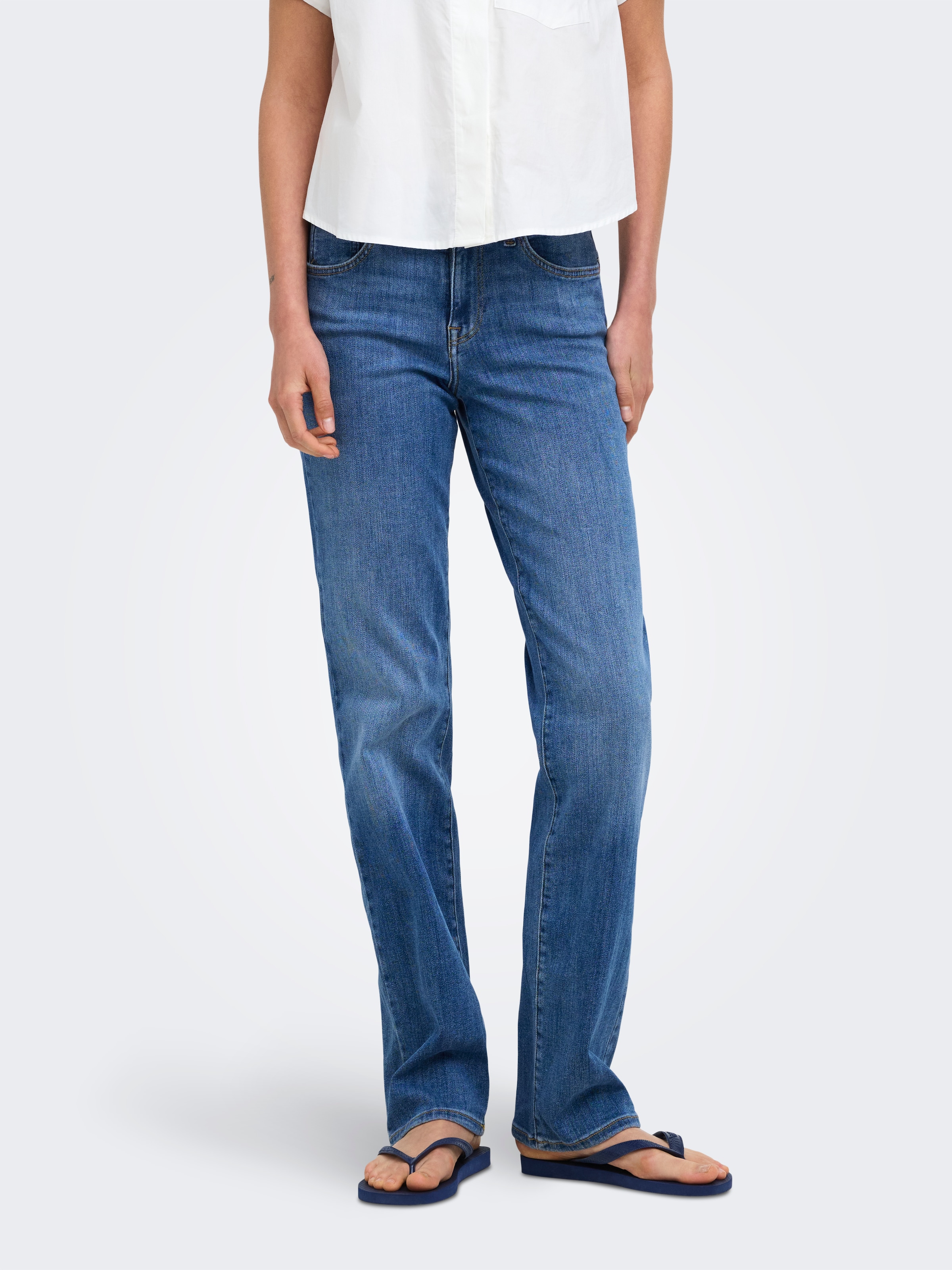 ONLY Slim-fit-Jeans »ONLPOWER MW PUSH UP SLIM STRAIGHT DNM« Baumwollmischung, mid waist, slim fit