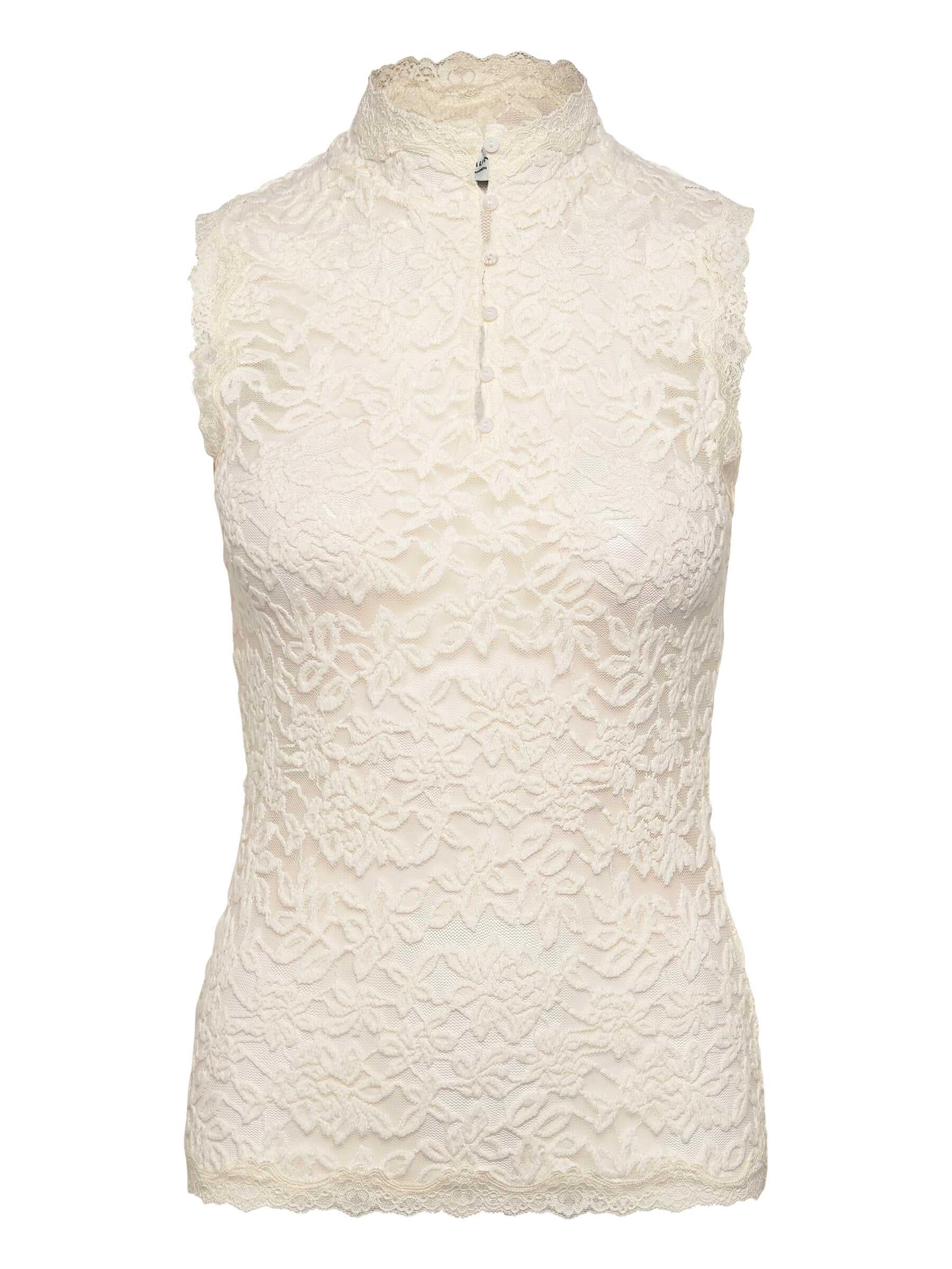 Image of rosemunde Spitzentop "Delicia lace top" aus elastischer Baumwollspitze mit Stehkragen und Knopfleiste