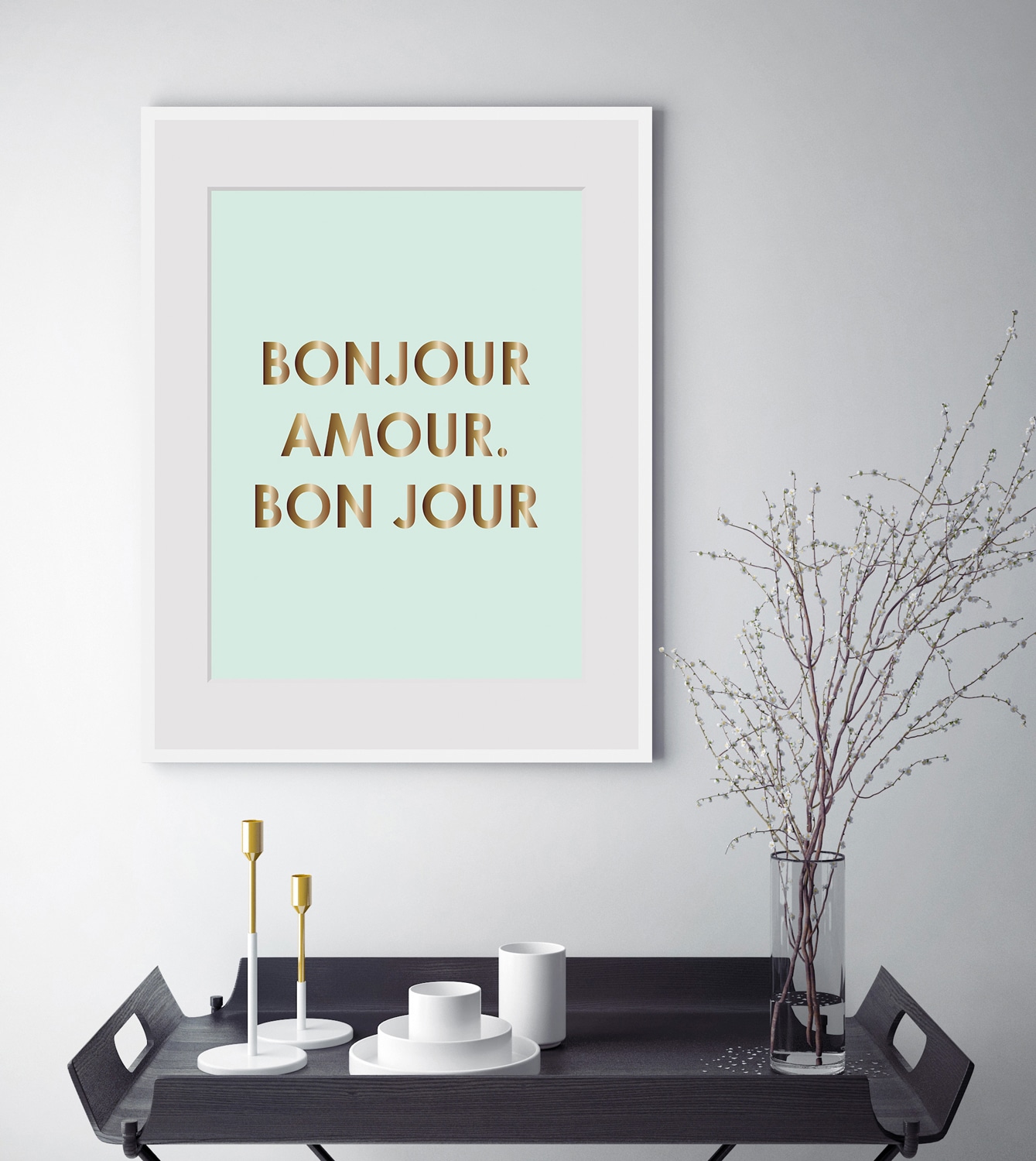 Image of queence Bild "BONJOUR" Schriftzüge Sprüche & Texte Spruch