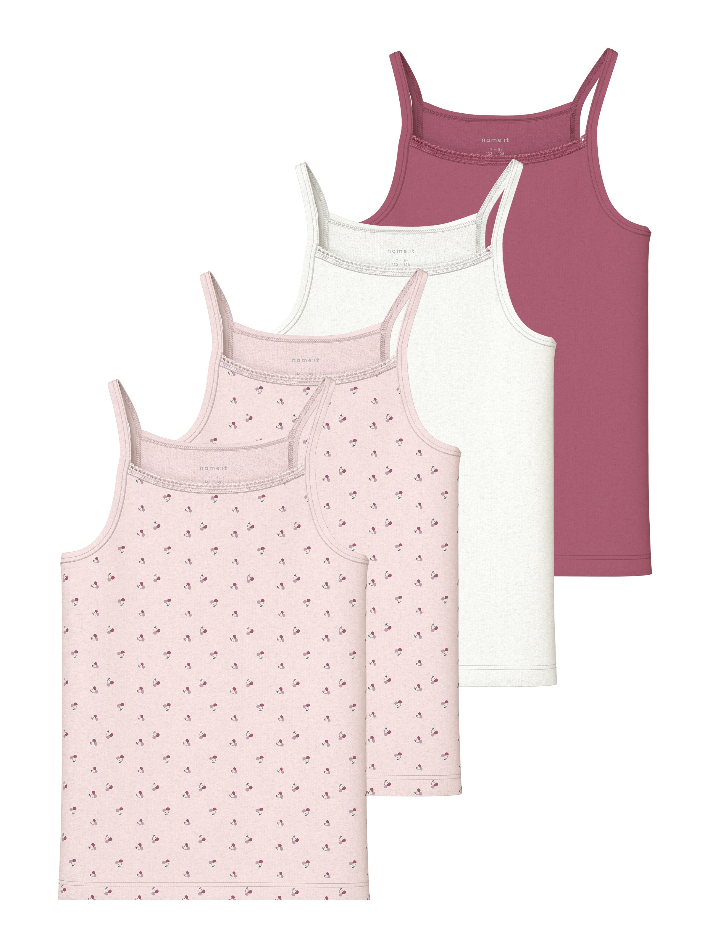 Name It Sous-chemise »NKFSTRAP für Mädchen mit Stretchkomfort im 4er-Pack« Packung, 4 cuis bedruckt, casual, regular fit, Baumwollmischung, Rundhals