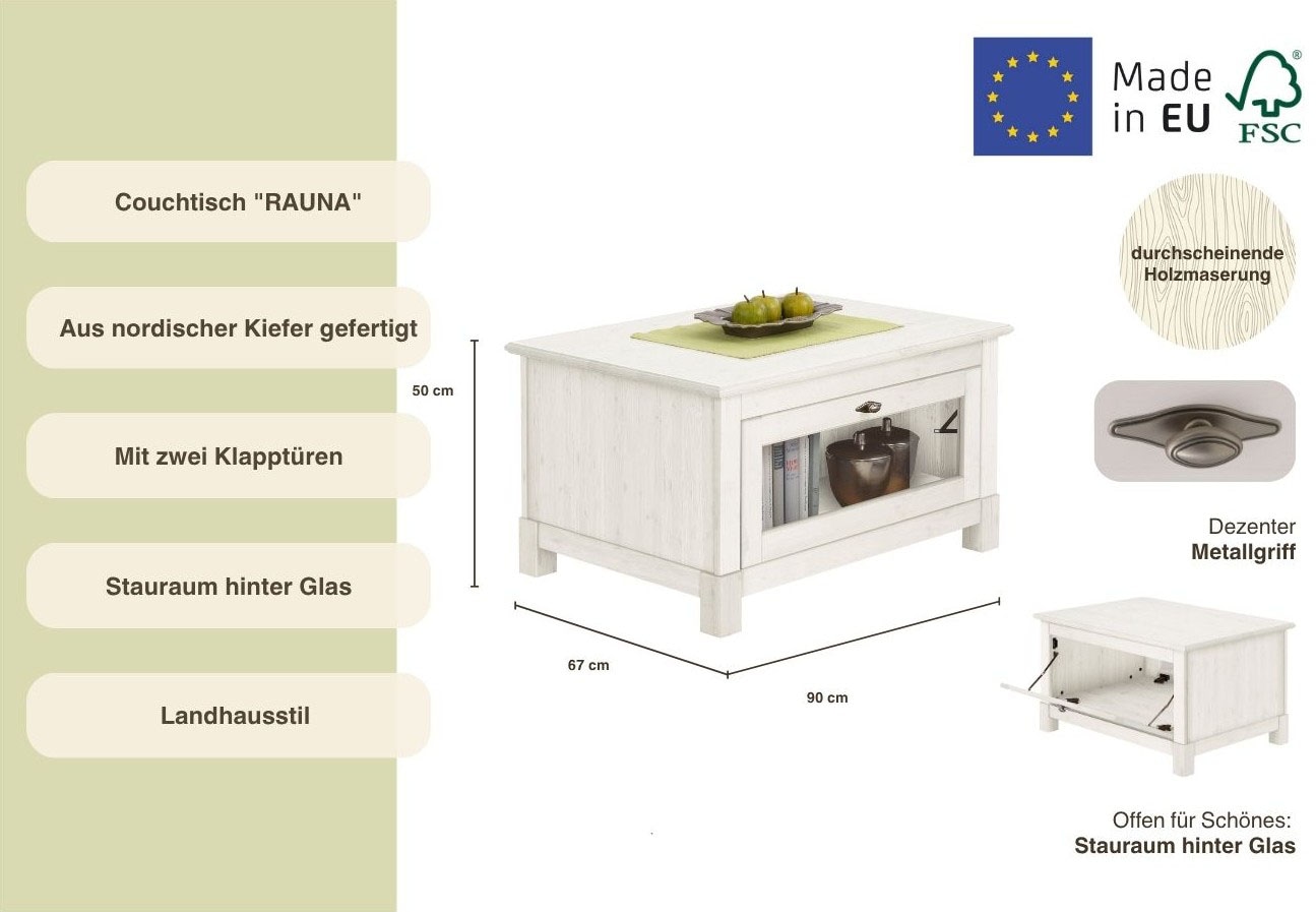 Home affaire Couchtisch »Rauna« Breite 90 cm, FSC®-zertifiziertes Massivholz