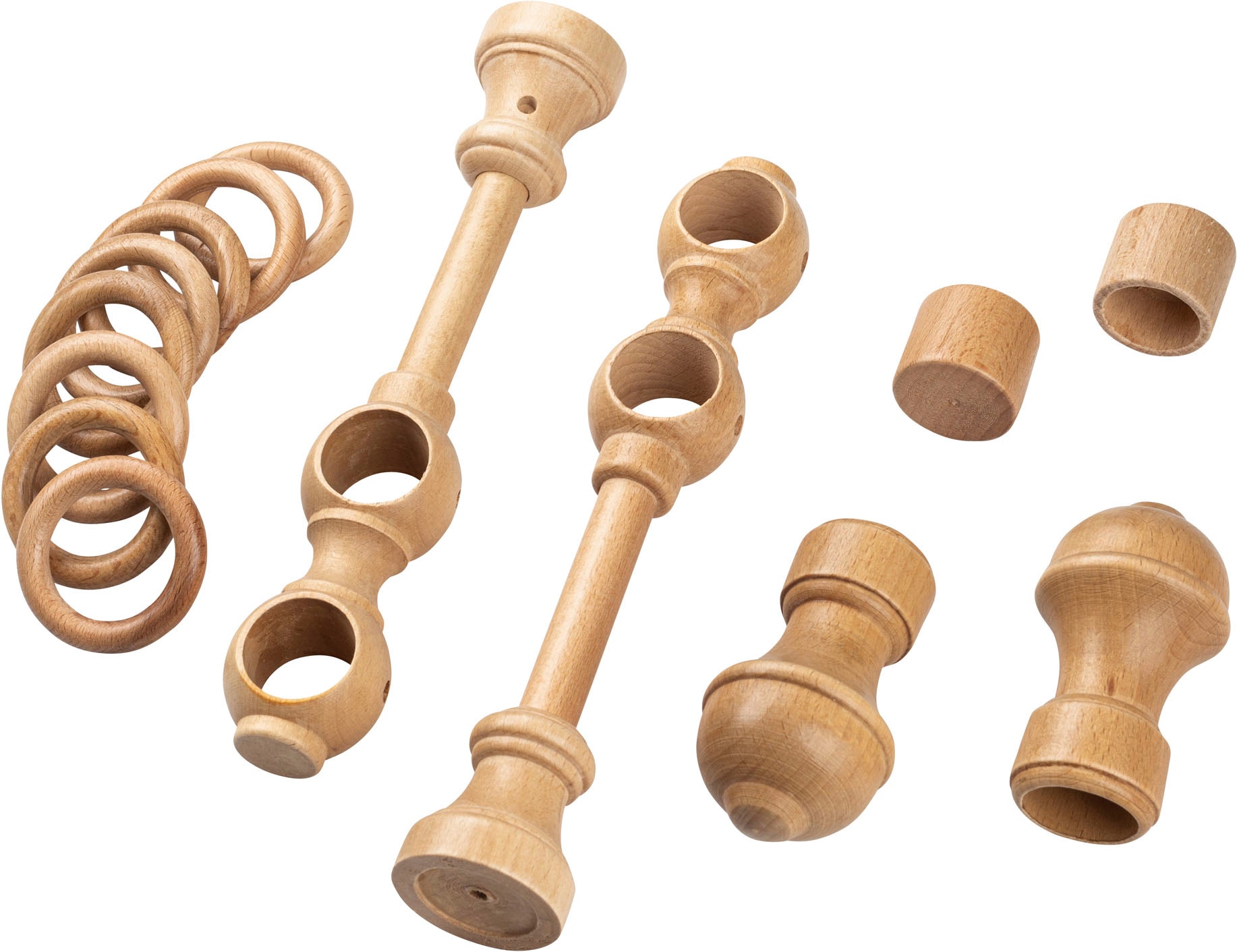 SN DECO GROUP Gardinenstange »Ares« 2 läufig-läufig Fixmass 28 mm, Holz, verschiedene Längen und Farben, Komplettset