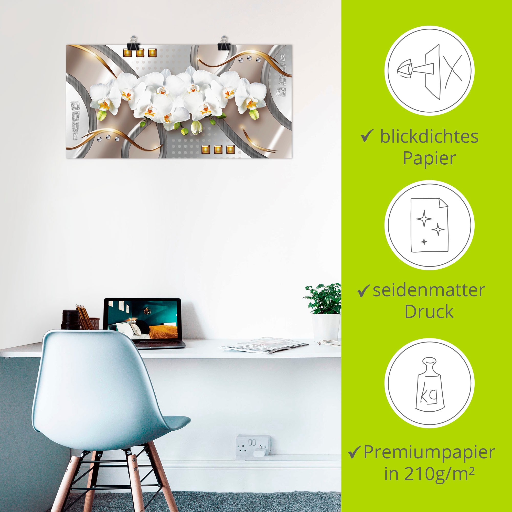Artland Wandbild »Orchideen mit Elementen«, Blumen, (1 St.), als Leinwandbild, Poster in verschied. Grössen