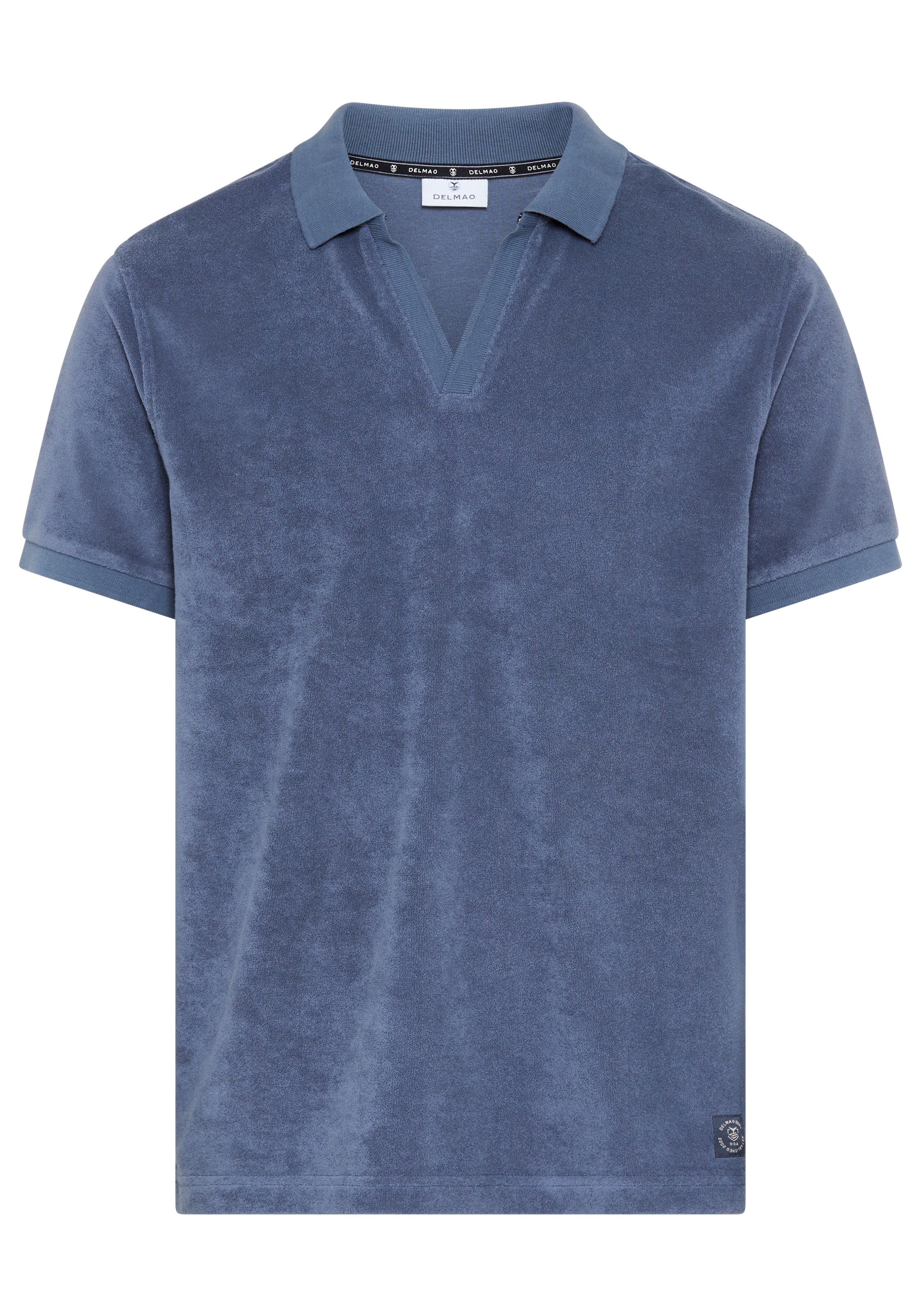 DELMAO Polo »sommerleichter Frottee« Regular Fit, mit V-Ausschnitt und Polokragen, unifarben