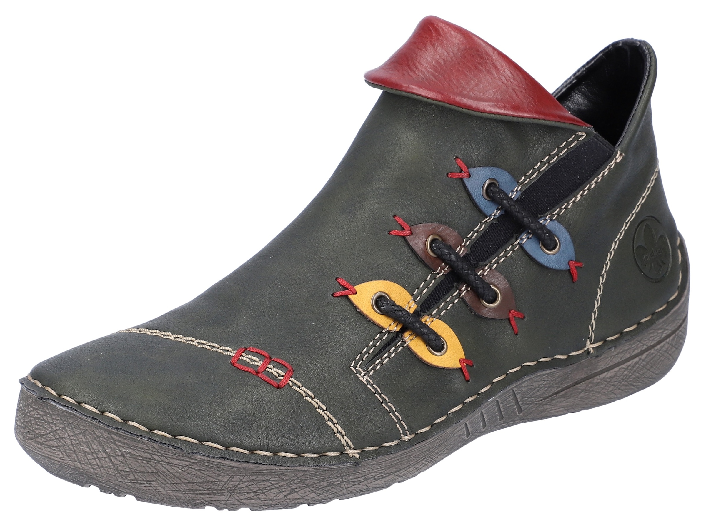 Image of Rieker Schlupfboots, Slipper mit bunten Applikationen seitlich