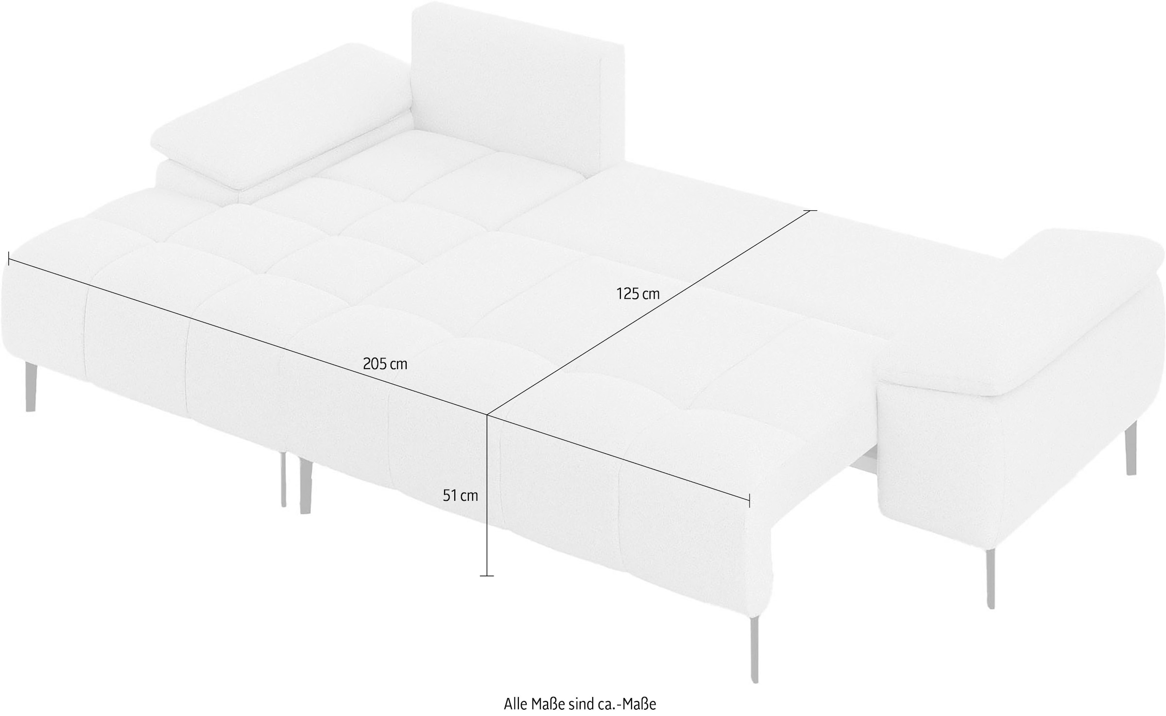 INOSIGN Ecksofa »DROMARA Schlafsofa mit Bettkasten, Masse: B/T/H 277/141/91 cm«, L-Form mit Recamiere rechts/links bestellbar, Wellenunterfederung