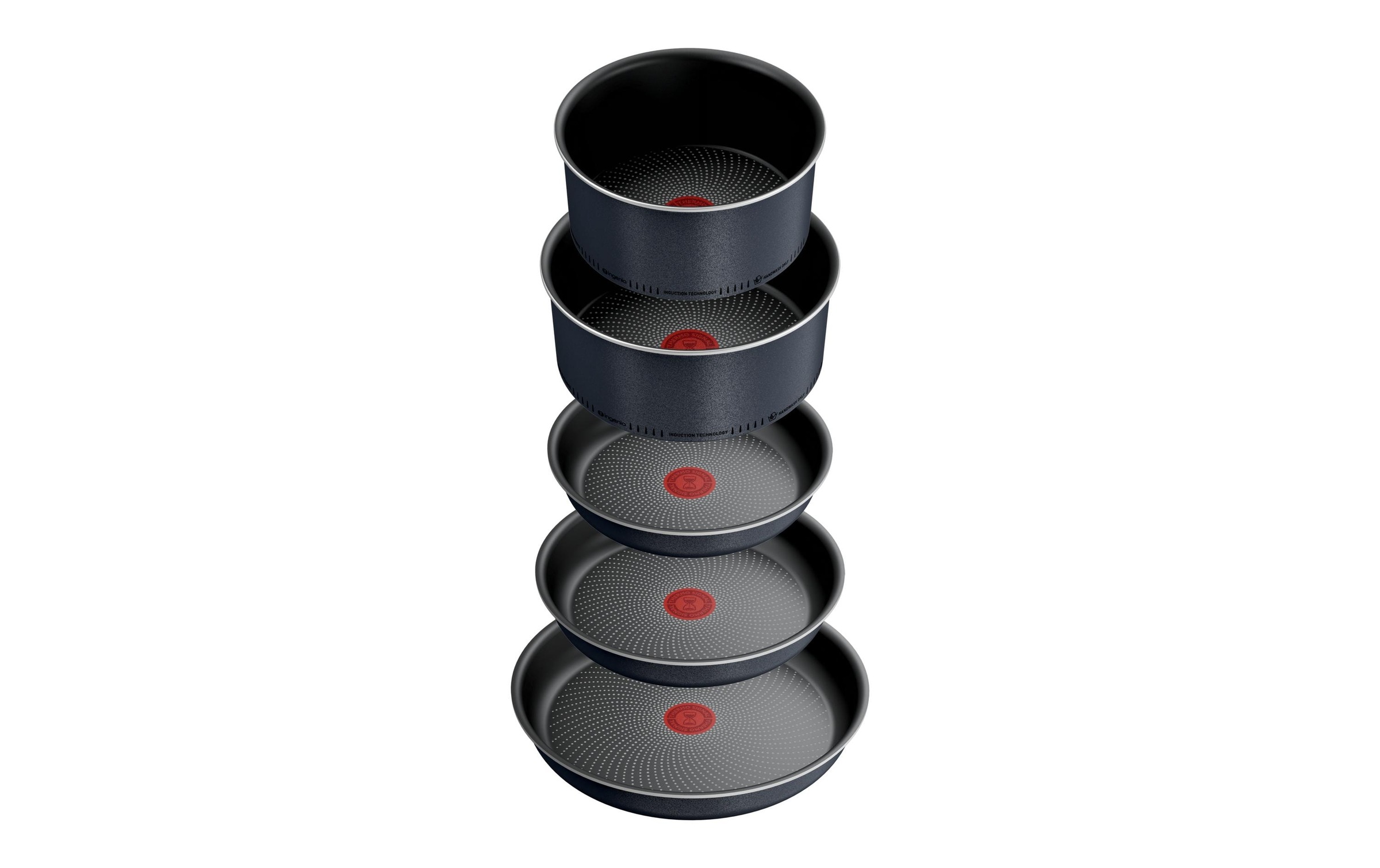 Tefal Topf-Set "Ingenio SoLight, Topf und Pfannenset abnehmbarer Griff, stapelbar" Set, 3x Pfannen 22/24/28cm, 2x Kasserollen 18/20cm, 4x Deckel, 2x Griffe, 11 tlg. Aluminium