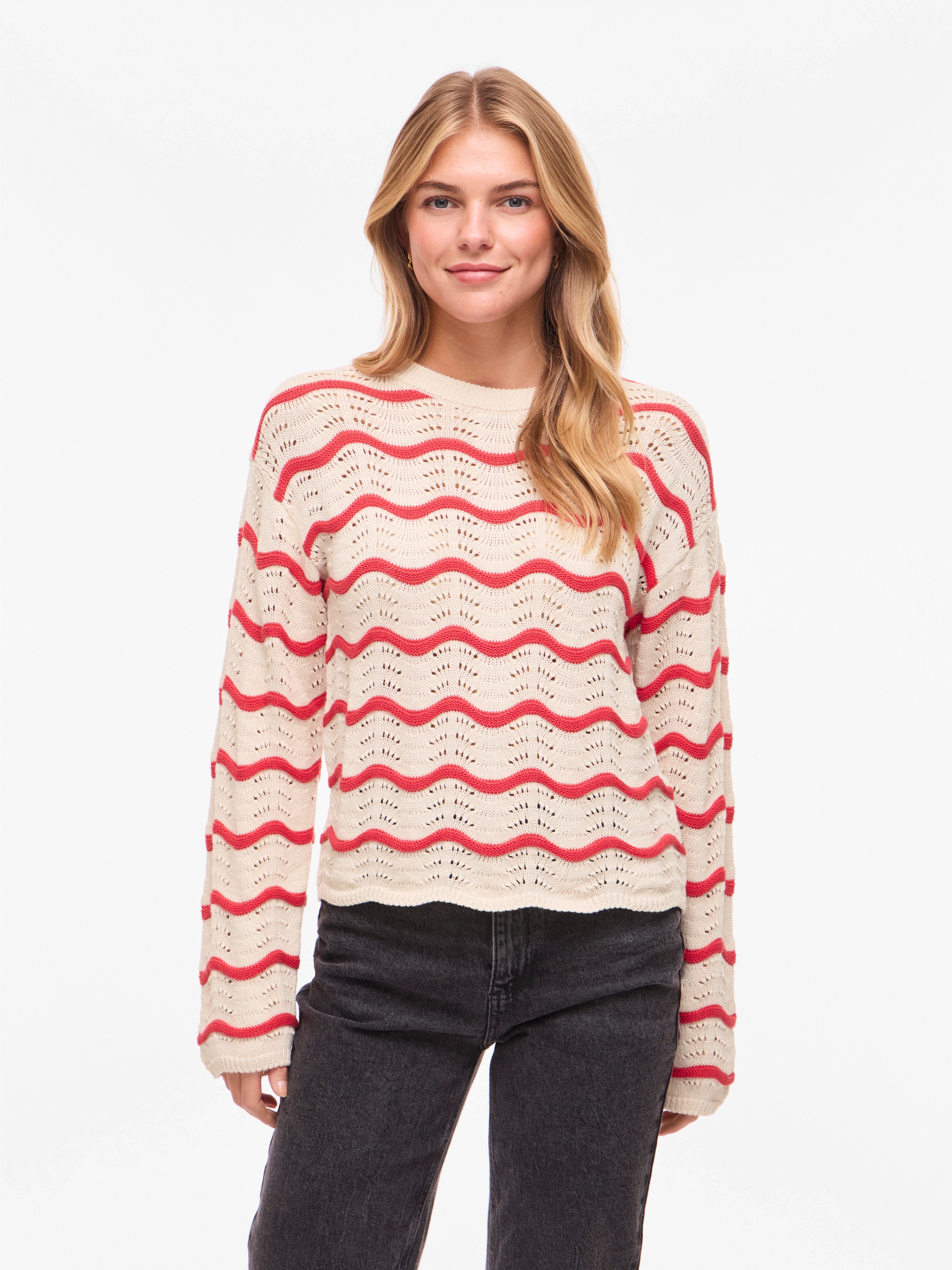 Vila Pull en tricot »VIWAVE O-NECK LS POINTELLE KNIT TOP-NOOS«