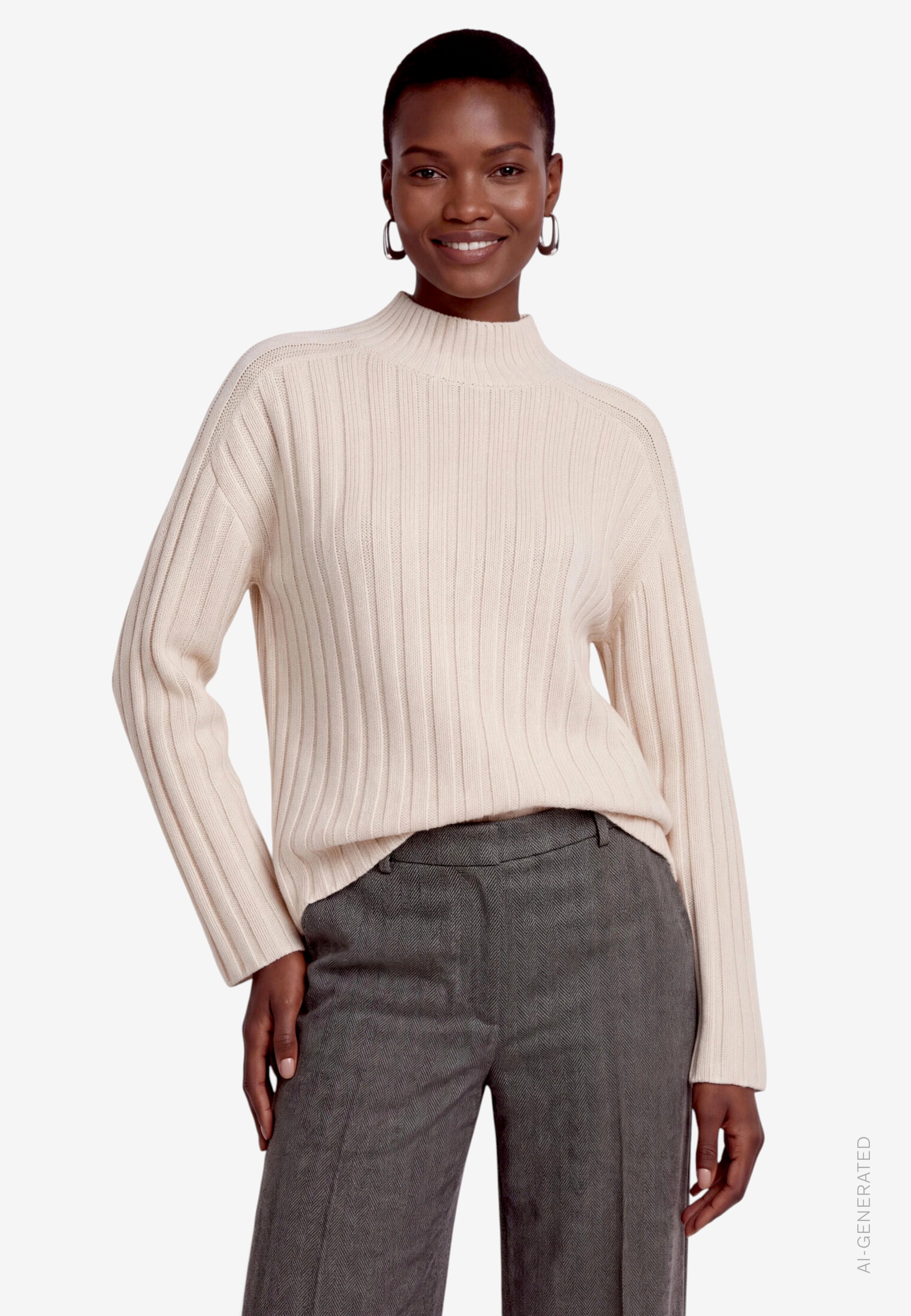 Zero Strickpullover Winterpullover mit Stehkragen