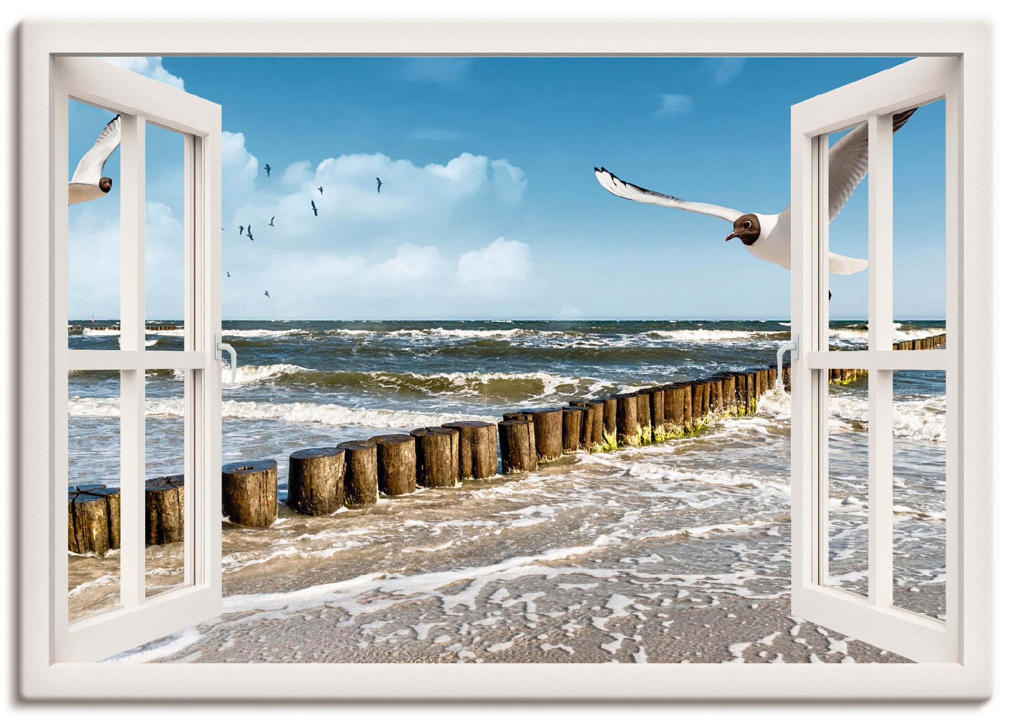 Image of Artland Wandbild "Fensterblick - Ostsee" Fensterblick 1 Stk. tlg. als Leinwandbild, Poster in verschied. Grössen