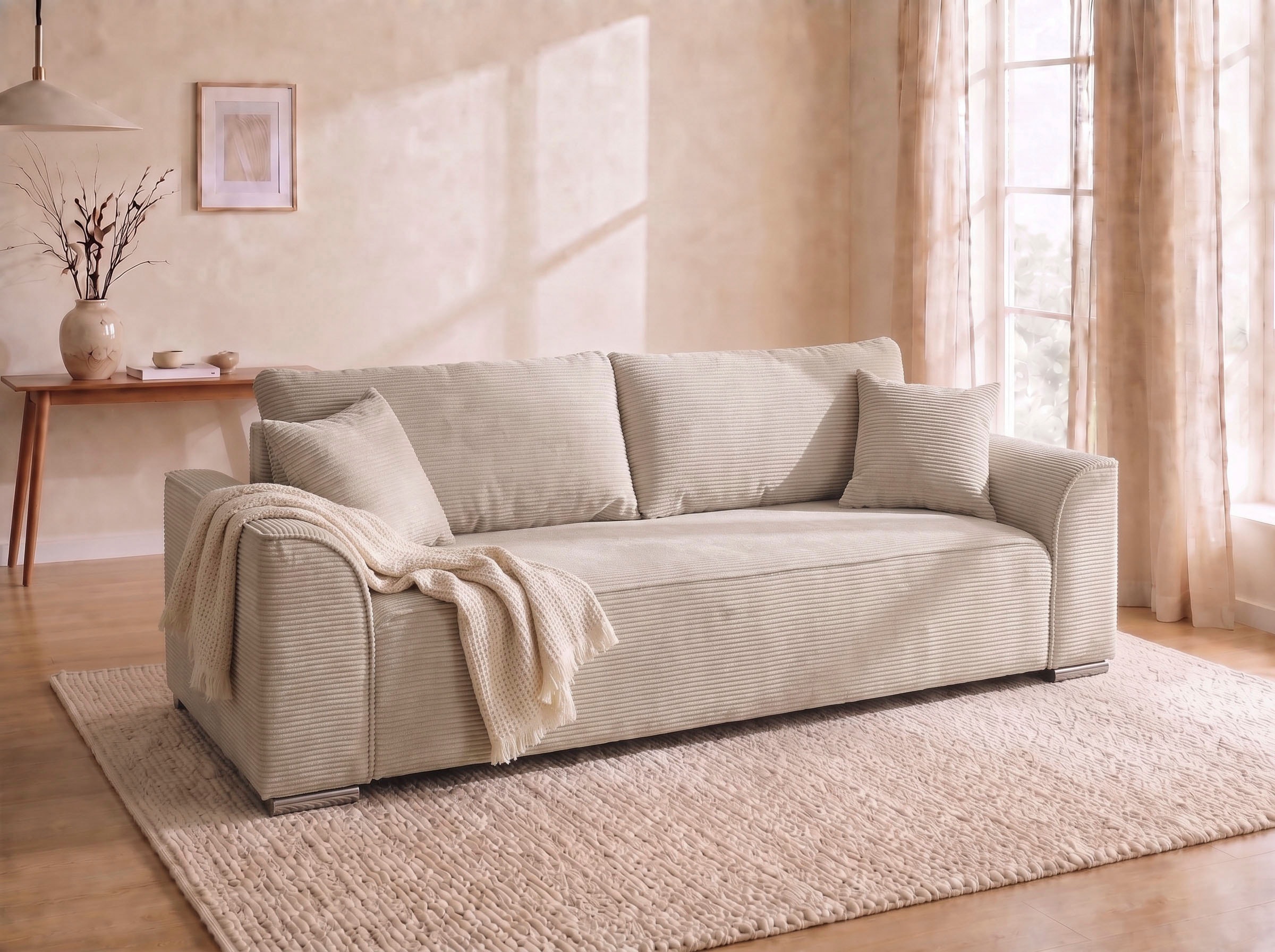 Image of COLLECTION AB "Sara B: 241 cm, Liegefl. 137x195 cm, Bettkasten, optional mit Topper" Schlaffunktion, Couch mit Bonnellfederkern, Gästebettfunktion