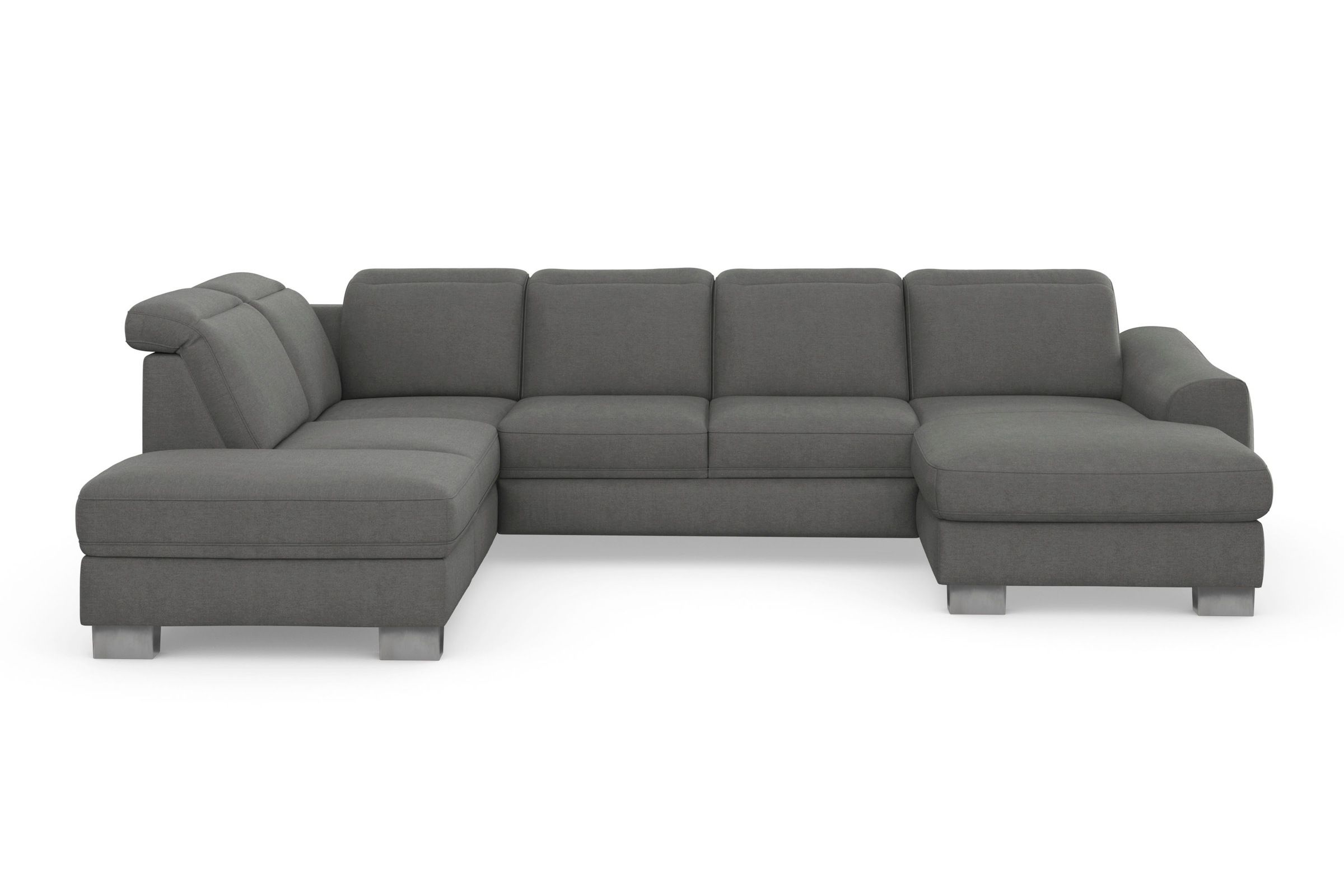 sit&more Wohnlandschaft »Dundee U-Form«, mit Federkern und Edelstahlfüssen, wahlweise mit Kopfteilverstellung