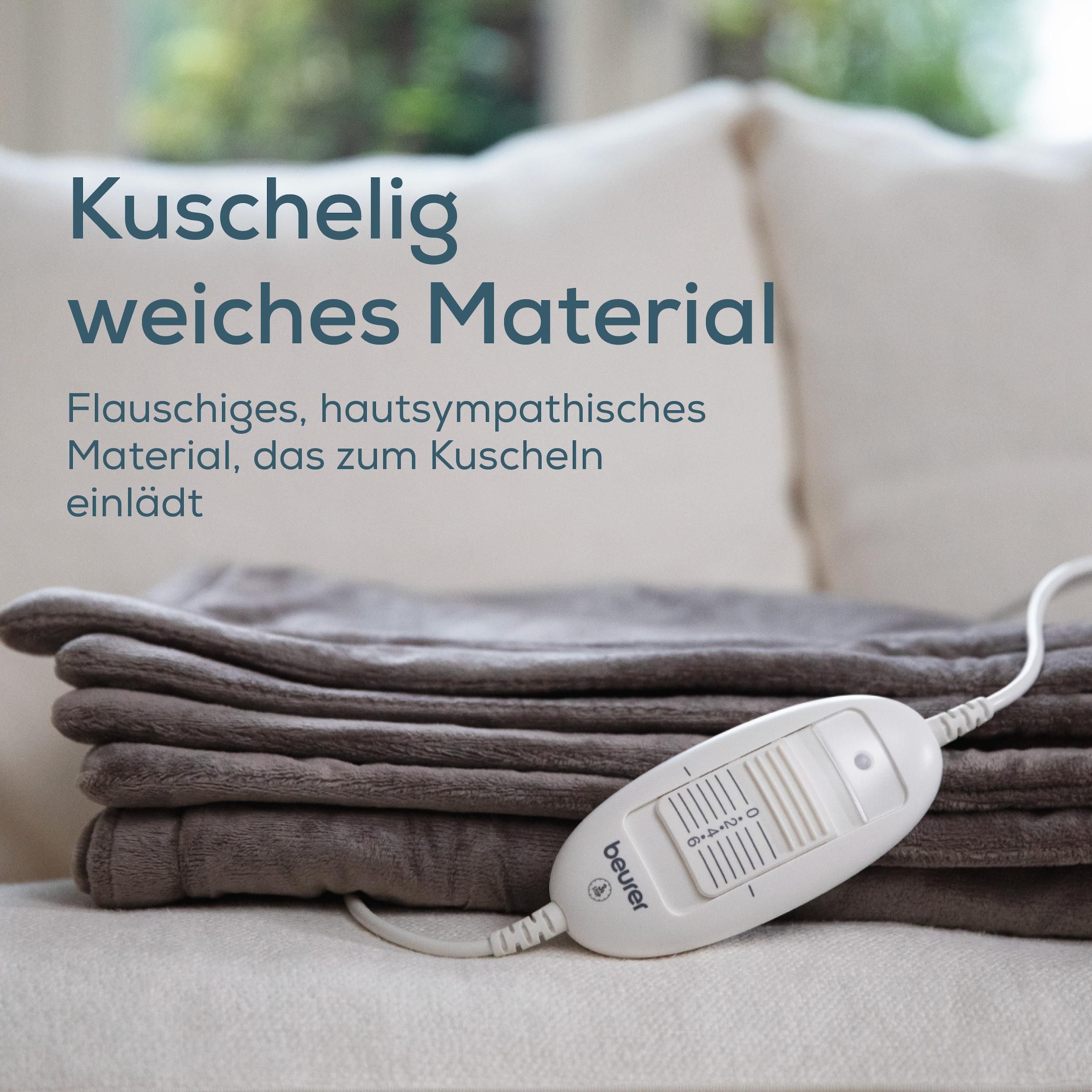 BEURER Heizdecke »HD 75 Cosy Taupe, 6 Temperaturstufen, 180 x 130 cm« kuschelige Wärmedecke in Kunstfelloptik, maschinenwaschbar bei 30 °C