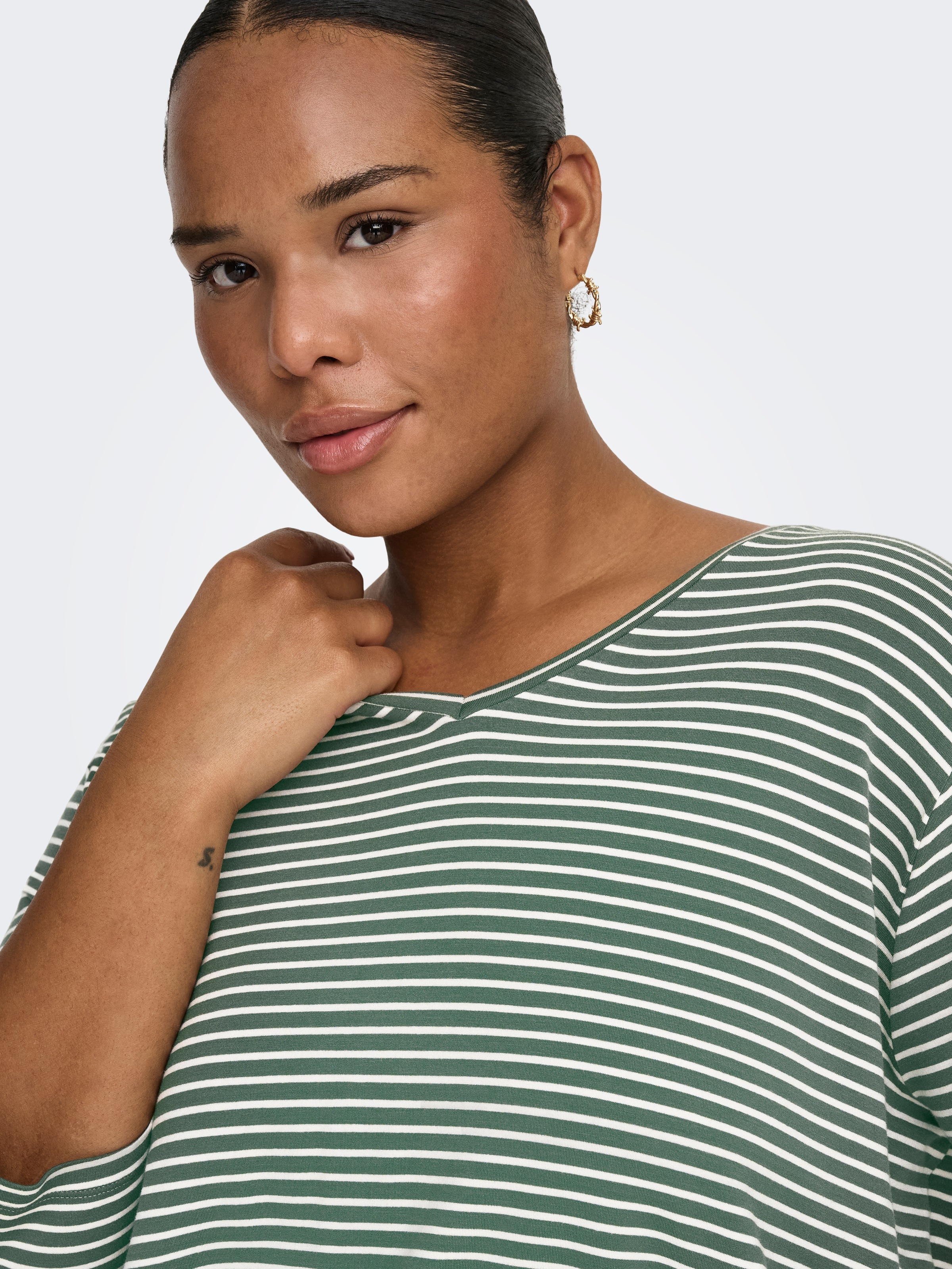 ONLY CARMAKOMA 3/4-Arm-Shirt »CARLINA 3/4 SLEEVE V-NECK BLOUSE JRS«