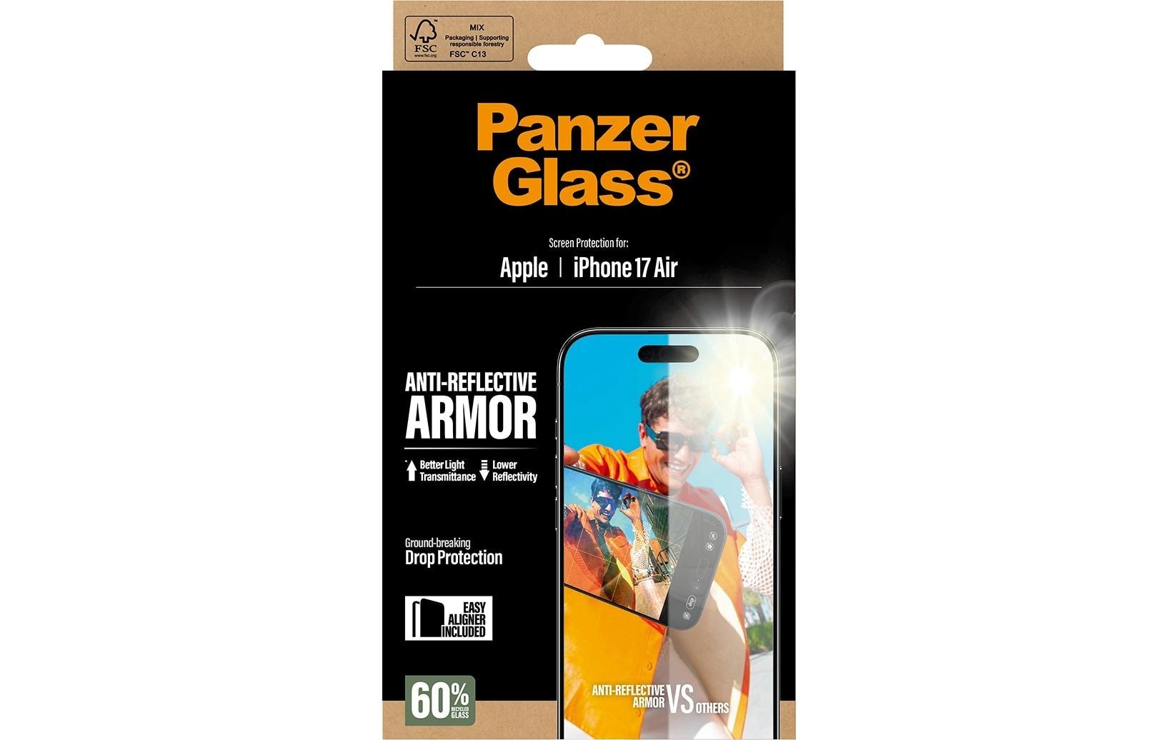 PanzerGlass Film de protection d'écran »Anti-Reflective Armor Screen Protector« für Apple iPhone Air Displayschutzfolie, Schutzfolie, Bildschirmschutz, kratz- & stossfest