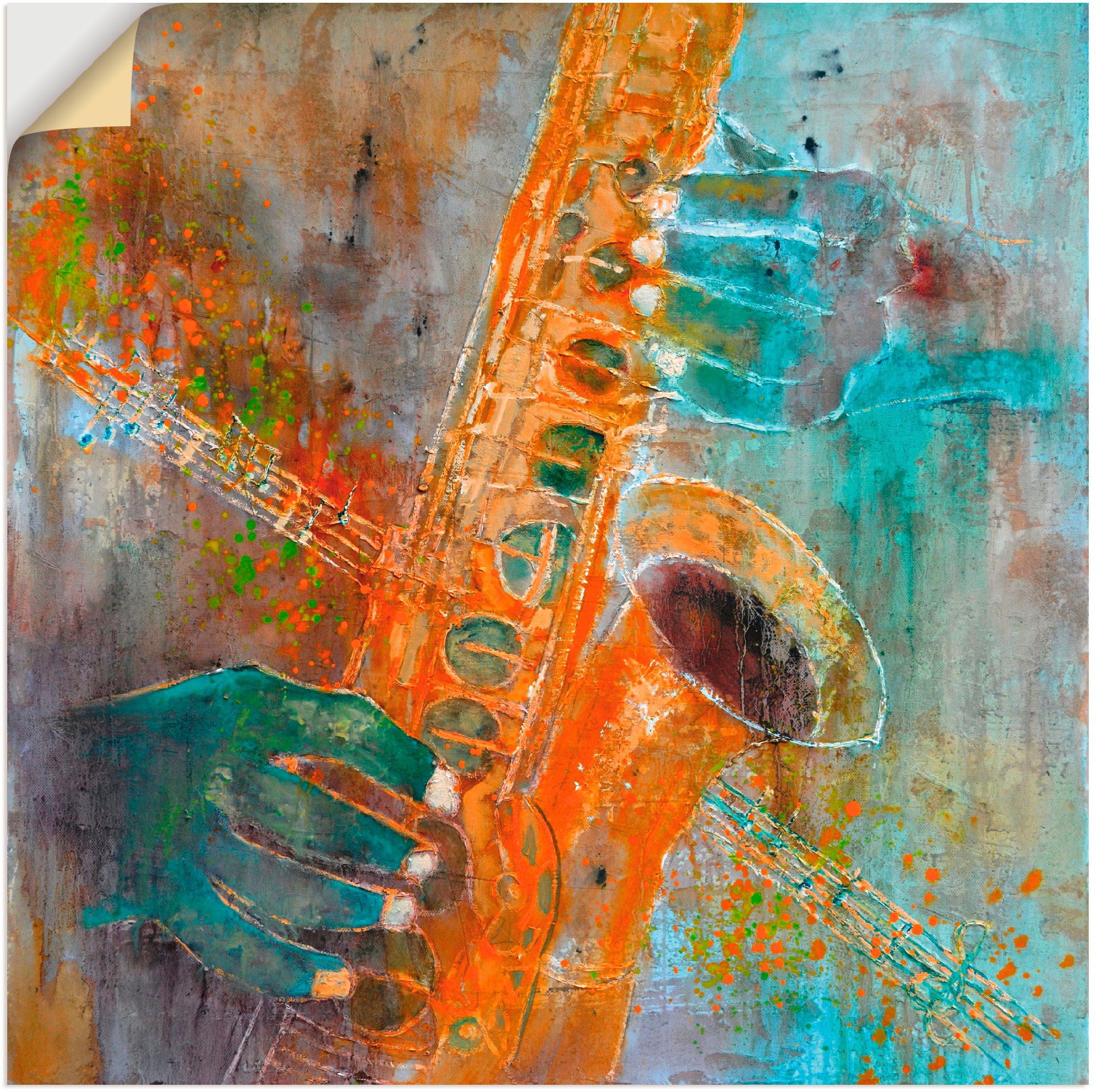 Image of Artland Wandbild »Ein Saxofon«, Instrumente, (1 St.), in vielen Grössen & Produktarten - Alubild / Outdoorbild für den Aussenbereich, Leinwandbild, Poster, Wandaufkleber / Wandtattoo auch für Badezimmer geeignet bei Ackermann Versand Schweiz