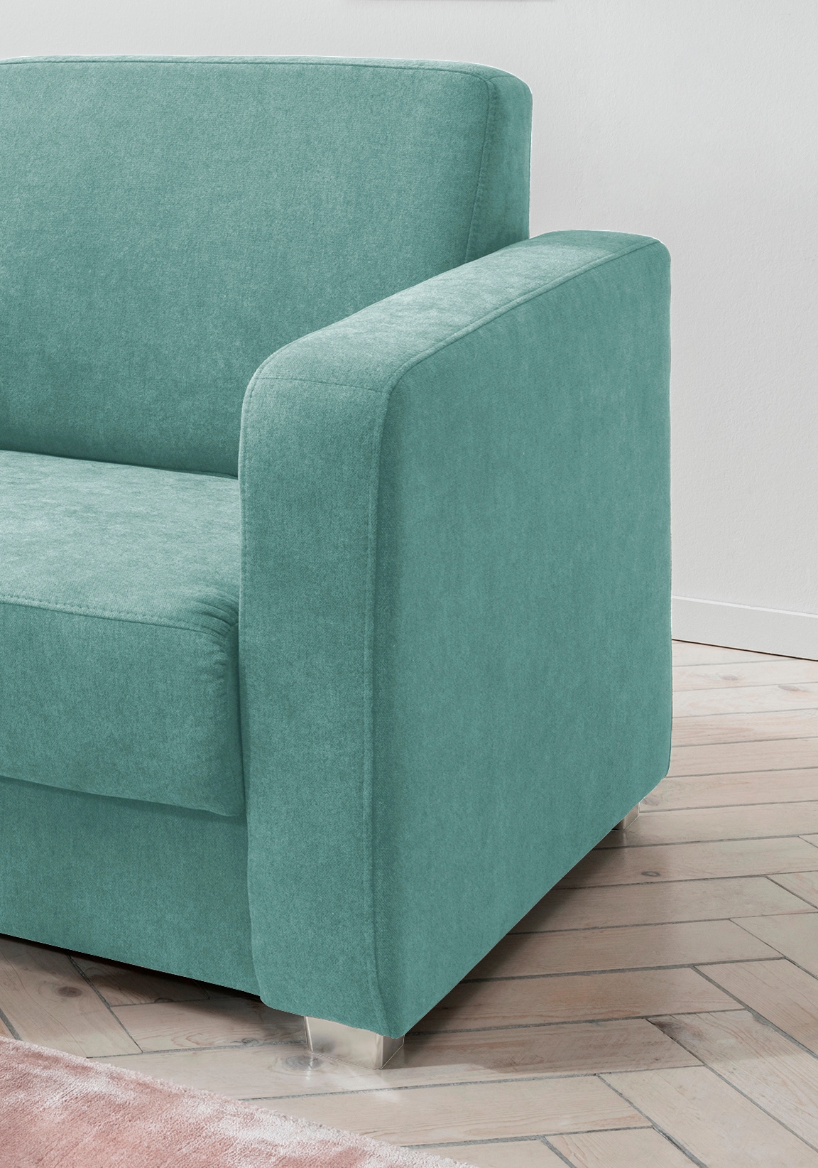 Home affaire Canapé d'angle »Lazio modern und bequem, schmale Armlehnen, tolle Detailverarbeitung« avec 2 tiroirs individuels pour dormeur latéral