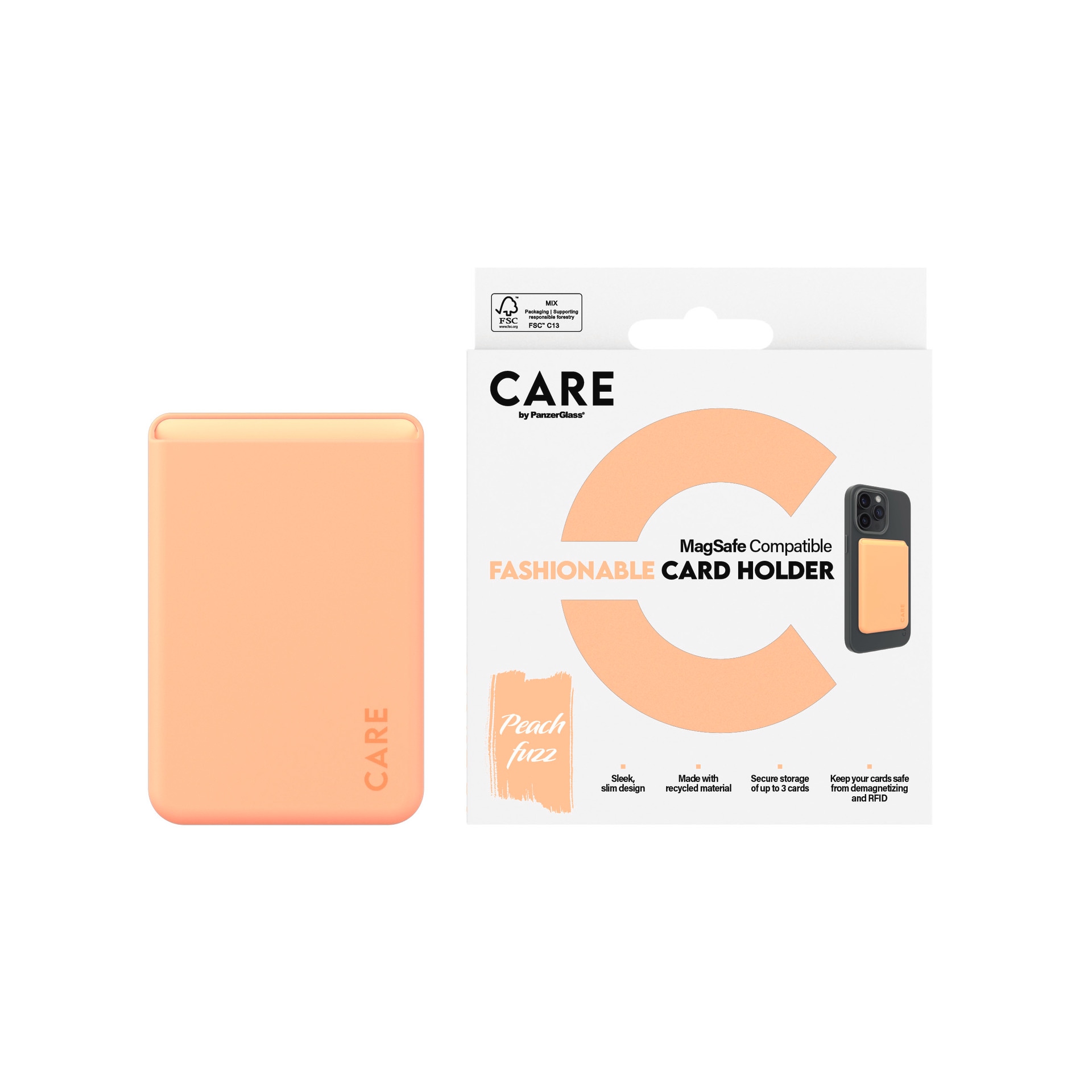 CARE by PanzerGlass Etui »Fashionable Card Holder mit MagSafe für Apple iPhone« iPhone 12 | iPhone 13 | iPhone 14 Kartenhalter, Schutzhülle, MagSafe Case, Schutzcase, stossfest