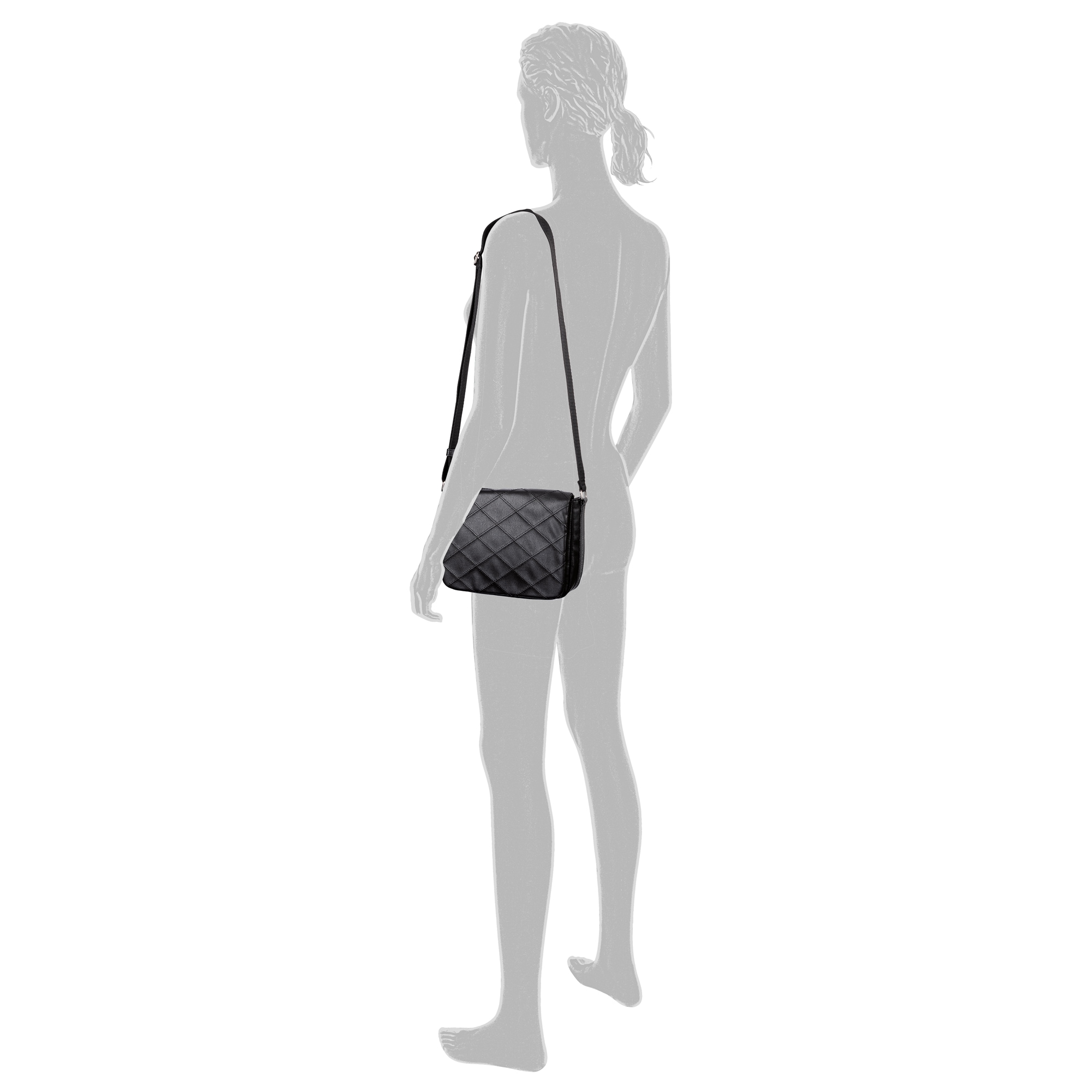 TOM TAILOR Sac à bandoulière »Skylar« similicuir matelassé concave, fine bande tissée et éléments réfléchissants