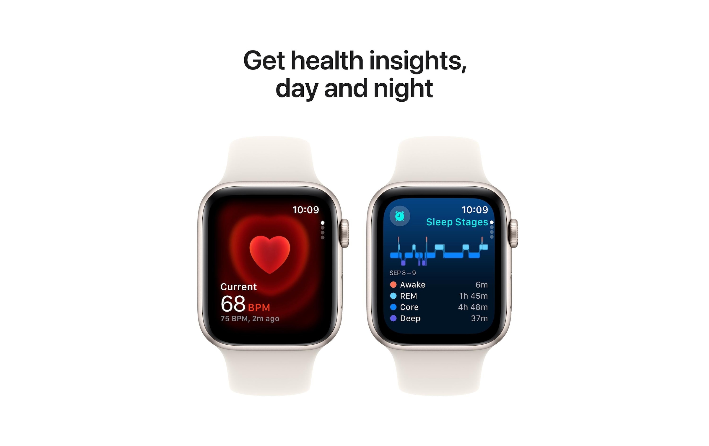 Apple Watch SE (2024), 44 mm, GPS + Cellular, Sport Band M/L, Polarstern