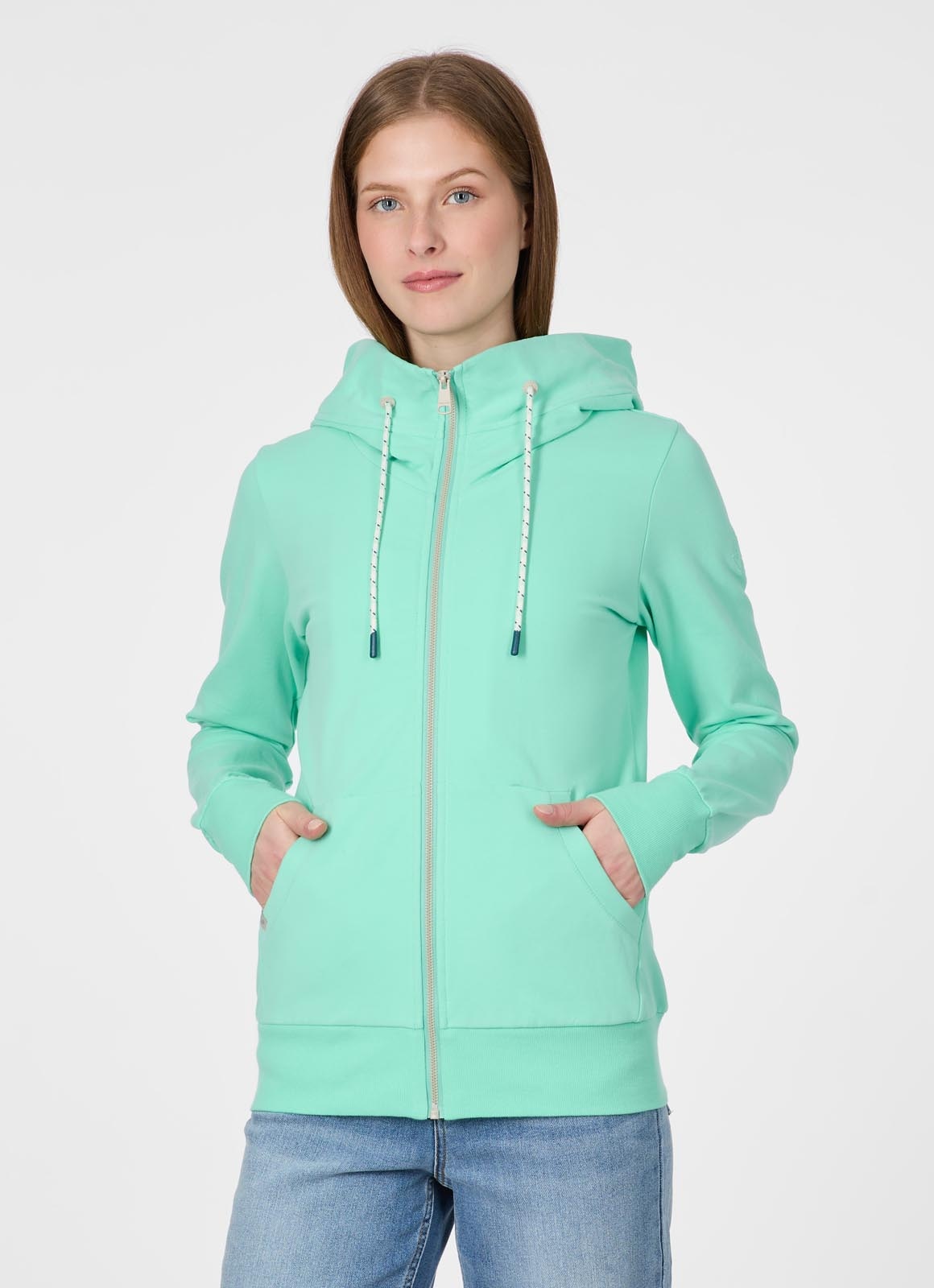 Image of Ragwear Sweatjacke "NESKIA ZIP B" Dünne Baumwollmischung, innen brushed mit Stickerei auf der Kapuze