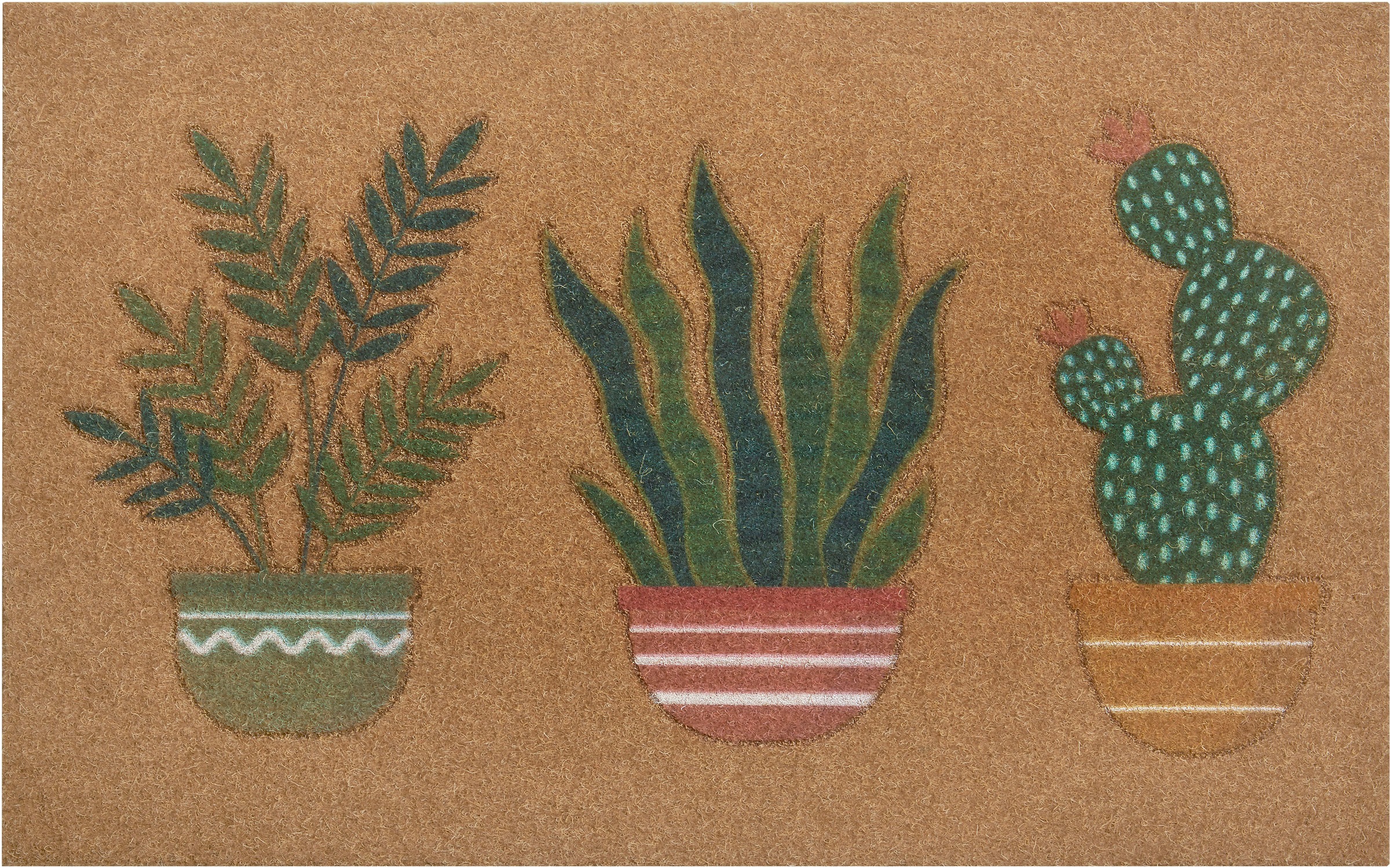 Image of Home affaire Fussmatte »Kokos Pflanzen«, rechteckig, 10 mm Höhe, In- und Outdoor geeignet, Kokos-Look, mit Schrift, Floral, robust, pflegeleicht, Eingang, Türvorleger, rutschfest bei Ackermann Versand Schweiz