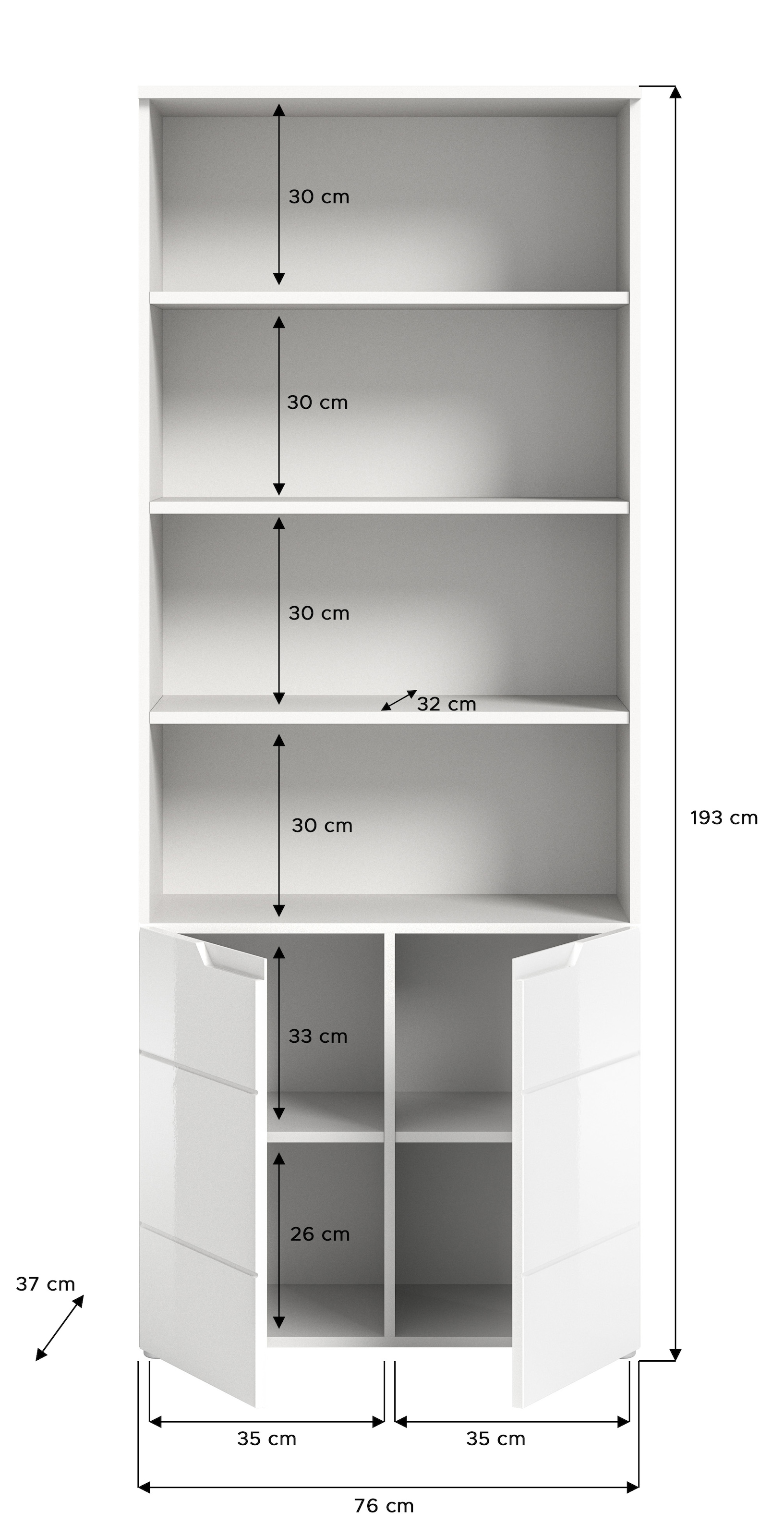 INOSIGN Aktenschrank »CAPRI, 2 Türen inkl. eingefasster Griffmulde, 5 Einlegeböden« Mehrzweckschrank, Aktenregal, Regal, Stauraumregal, Universalschrank