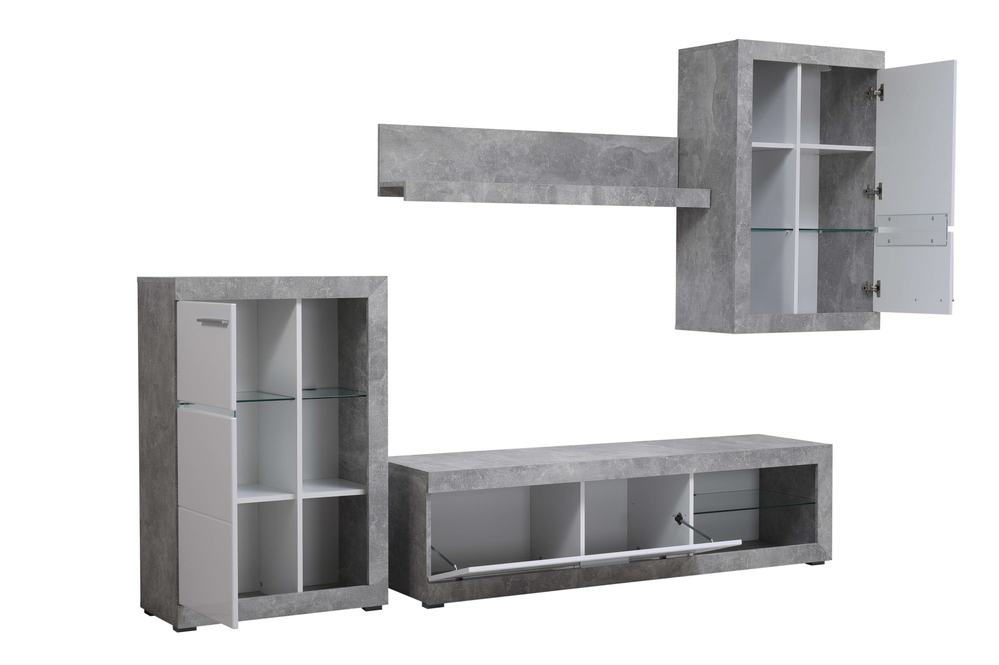 INOSIGN Ensemble de salon »Rosso Wohnwand, Mediawand, Anbauwand, für TV bis 60', Breite 267 cm« Komplett-Set, 4-st, 4 cuis tlg.