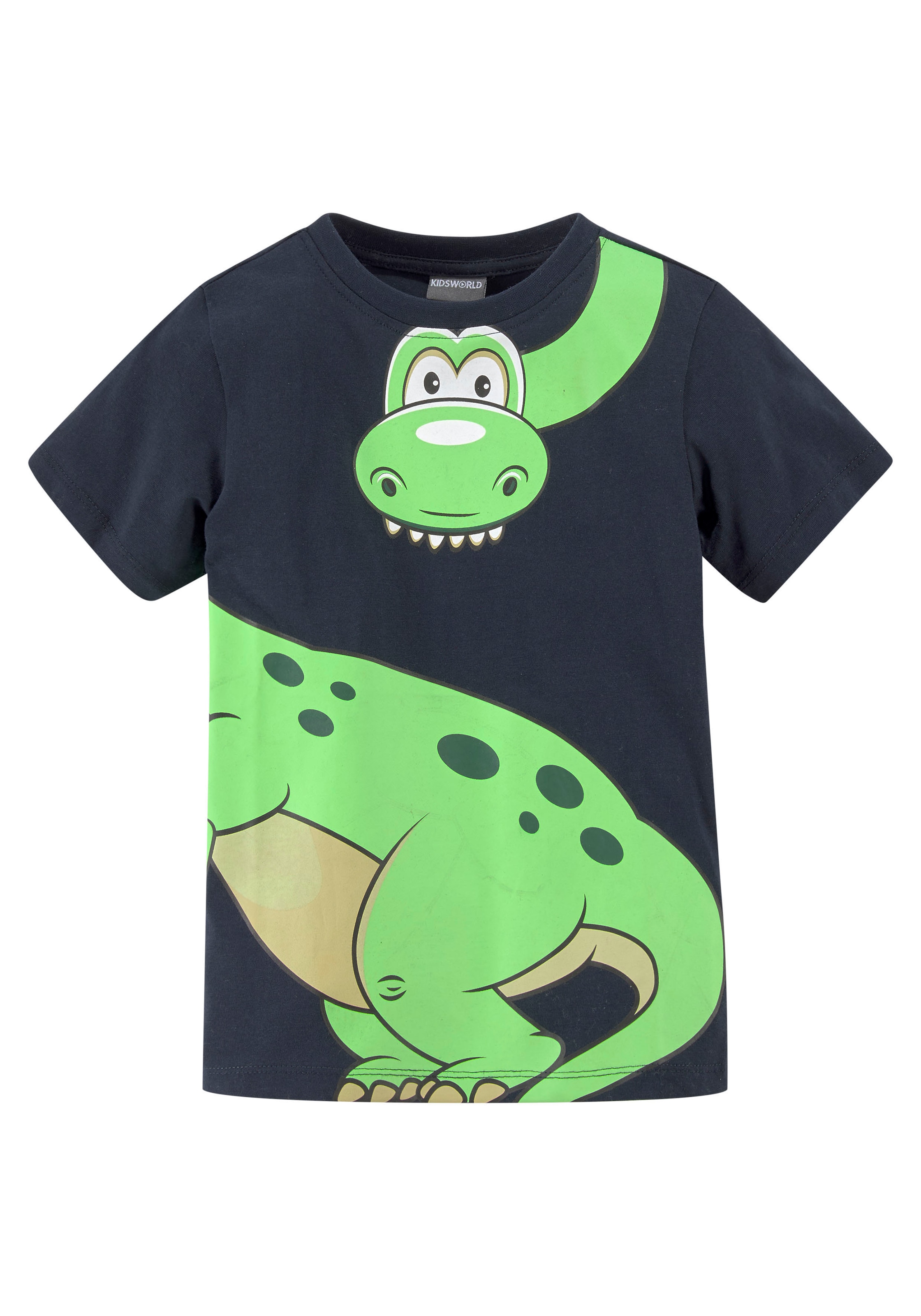 KIDSWORLD T-Shirt »Mit grossem Druck: GREEN DINO«, Kurzarm, Basic-Passform, bedruckt, Rundhalsausschnitt