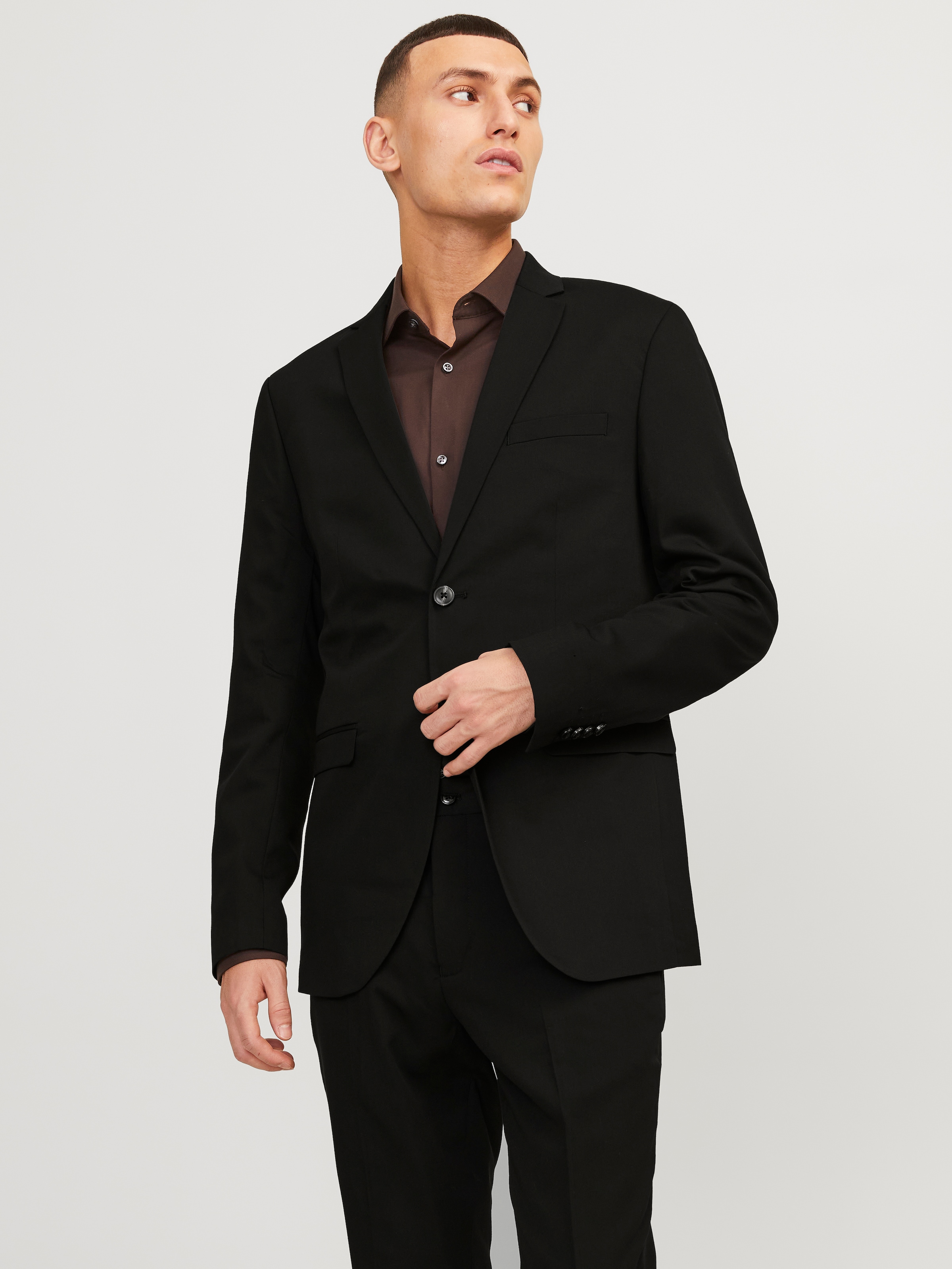 Image of Jack & Jones Sakko "JPRFRANCO Blazer mit 2-Knopf-Form und extra schmalem Schnitt" unifarben, modisch, slim fit, Kunstfaser